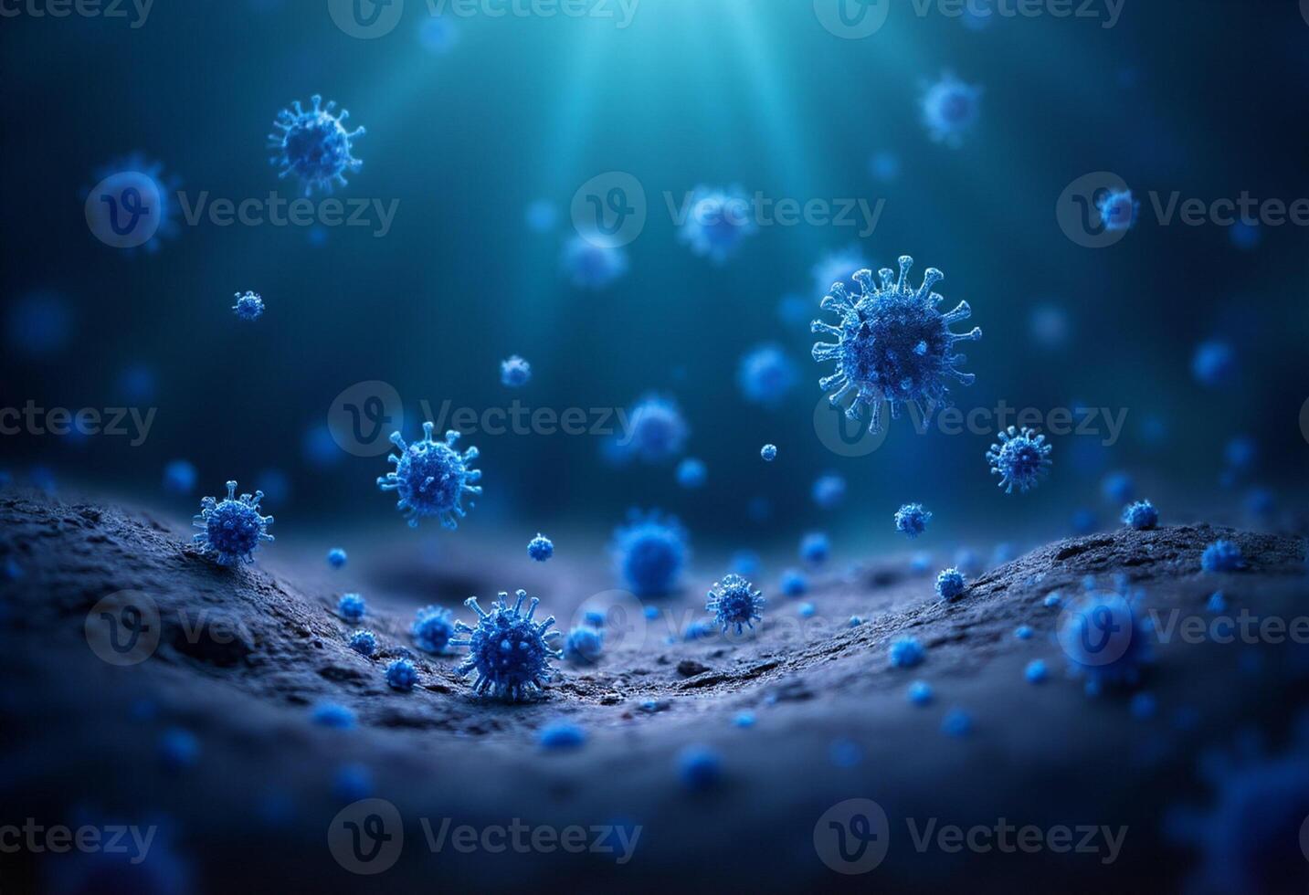 Virus Spread Over Dark Blue Field photo