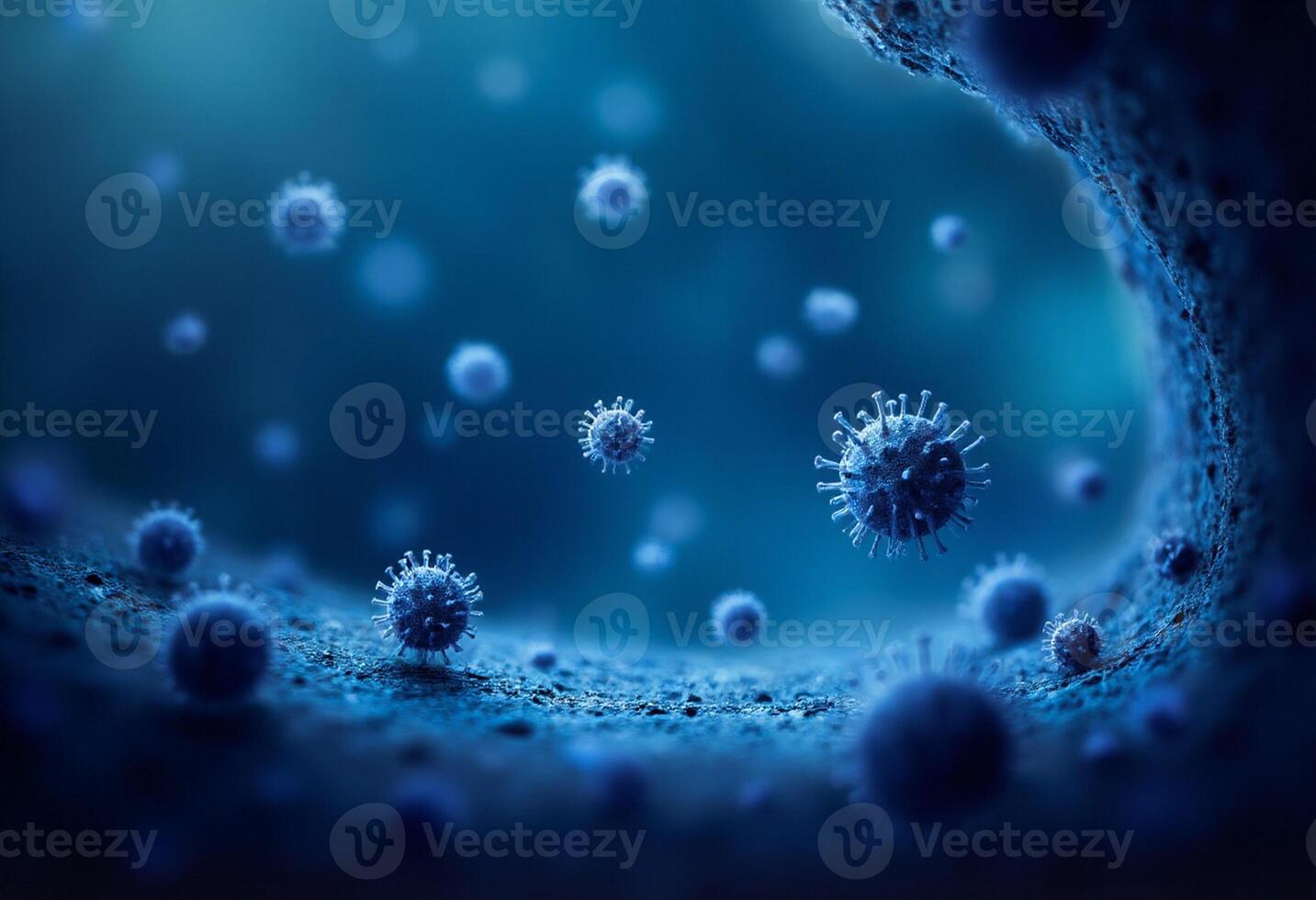 Pathogen Cells in Blue and Purple Glow photo