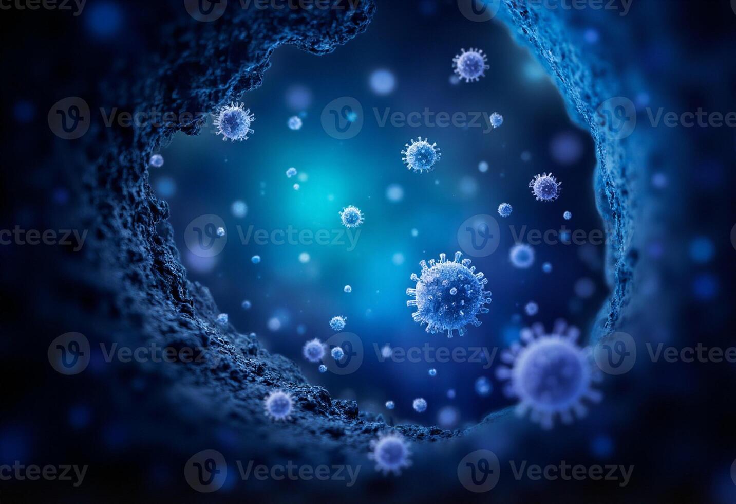 Spiral Virus Cells in Blue Environment photo