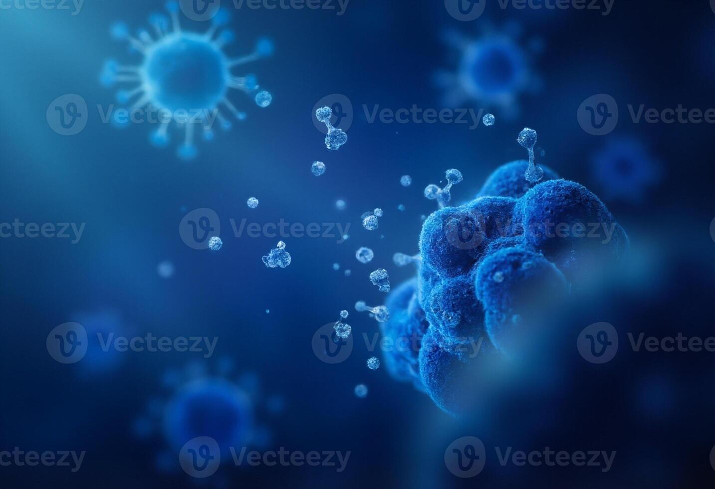 Blue Microbes in Abstract Scene photo