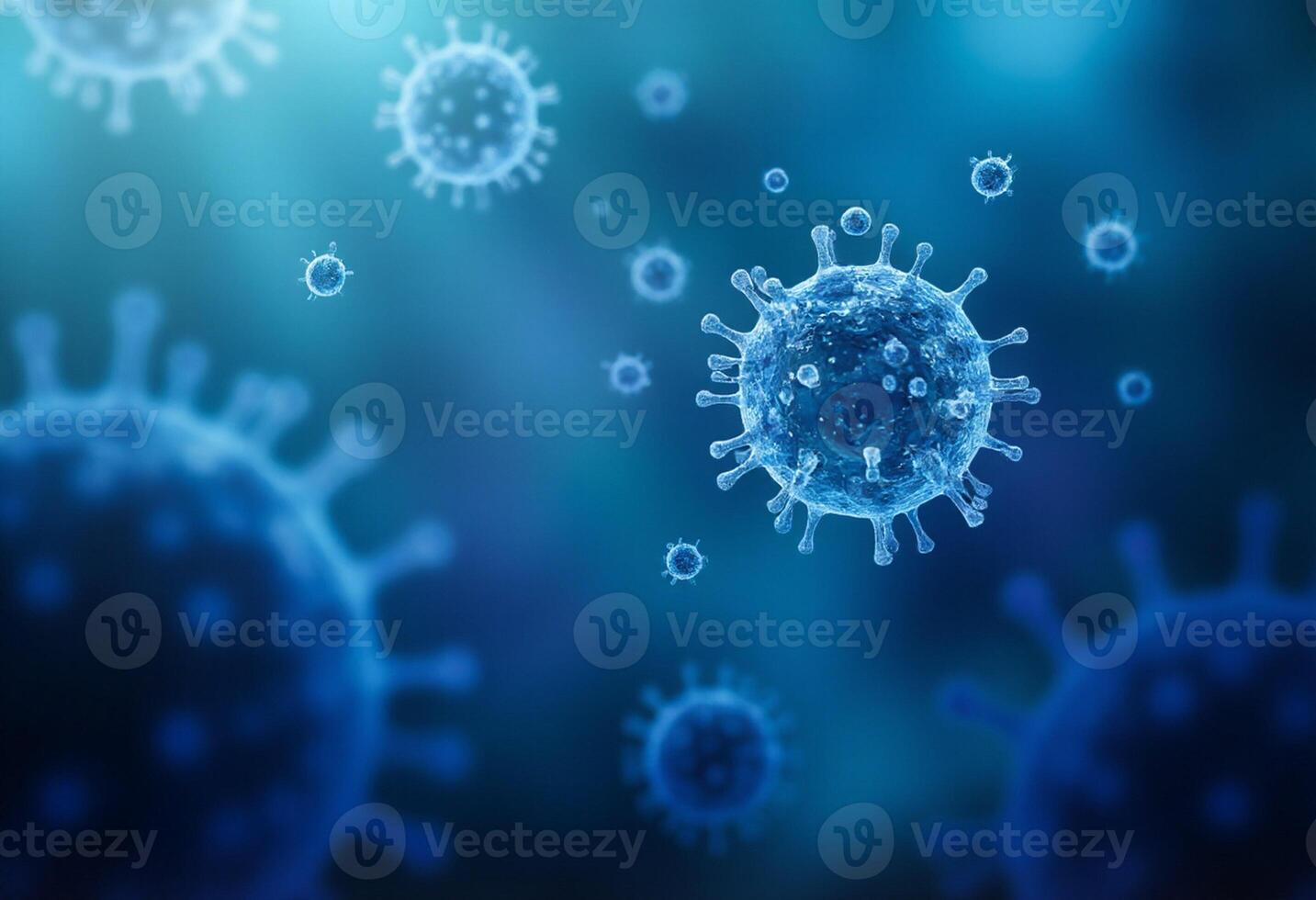 3D Virus Spread on Blue Gradient photo