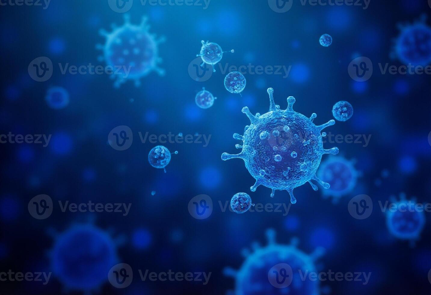 Virus Cell Animation in Abstract Blue photo