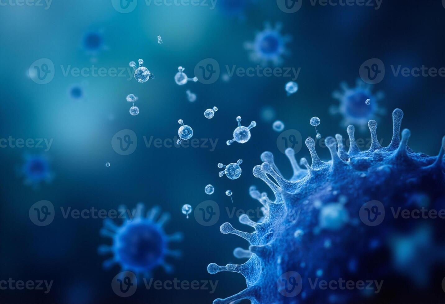 Infection Concept with Blue Cell Structure photo