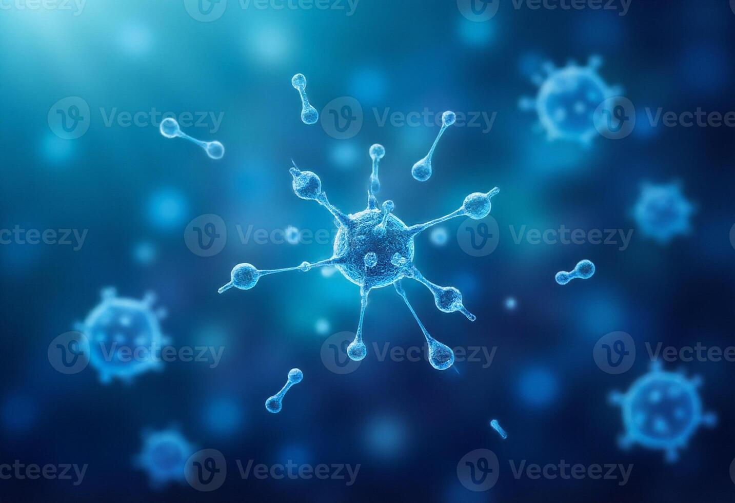Abstract Virus Structure on Blue Background photo