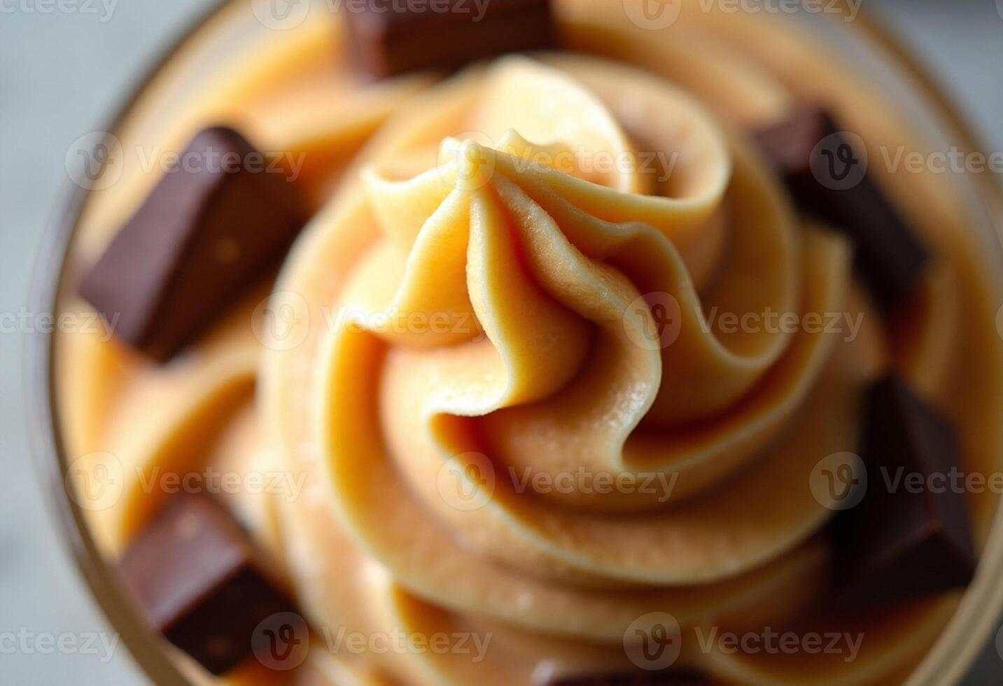 A close up of a bowl of peanut butter ice cream with chocolate chips photo