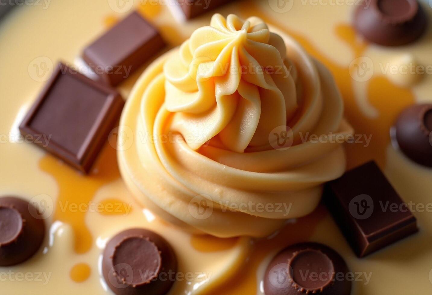 A dessert with chocolate and whipped cream photo