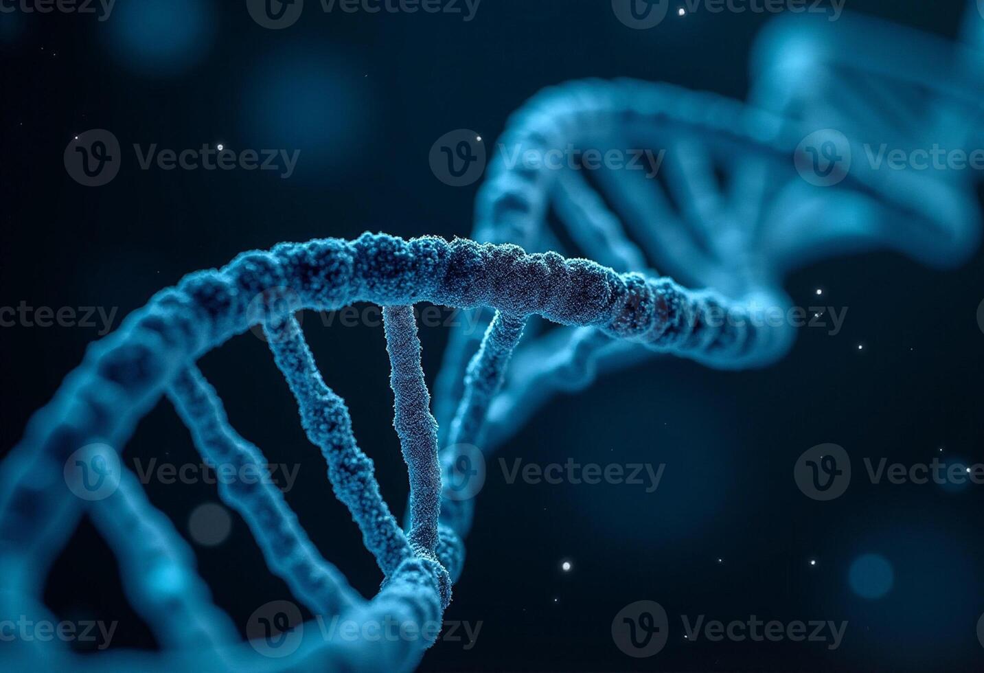 Curved DNA Model with Blue Light photo