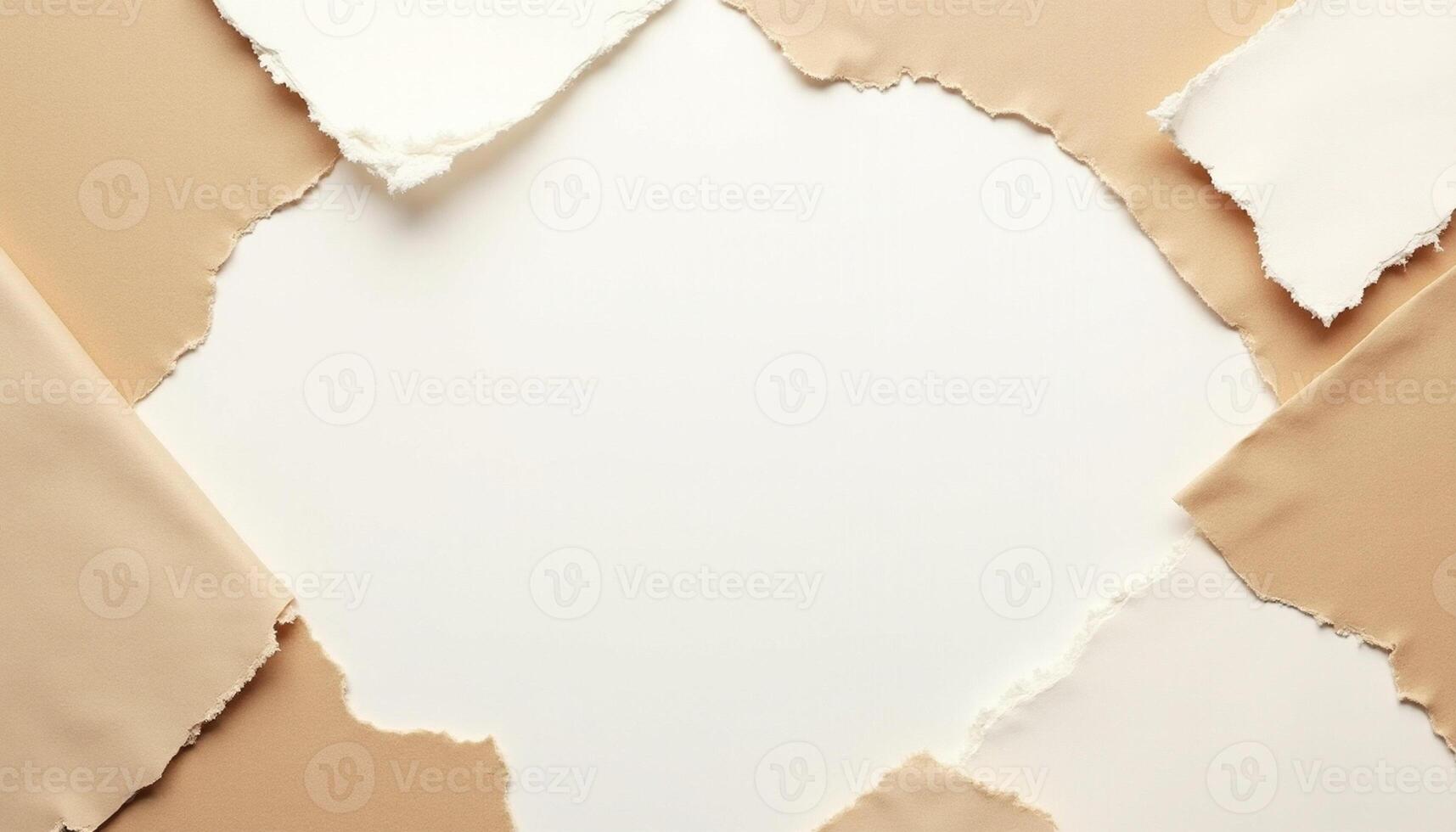 Torn Kraft Paper on White Desk photo