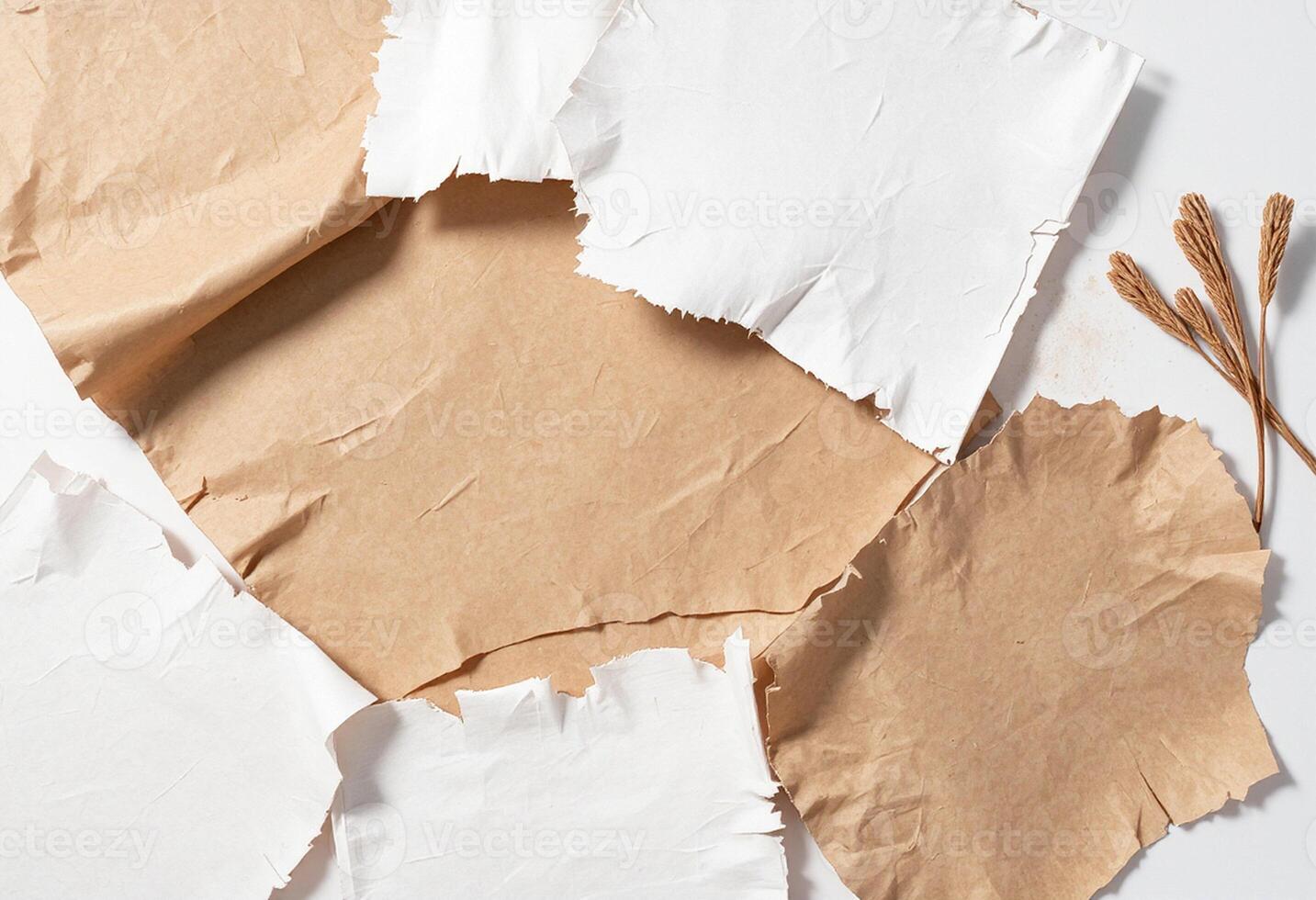 Several pieces of brown paper with a piece of paper sticking out photo