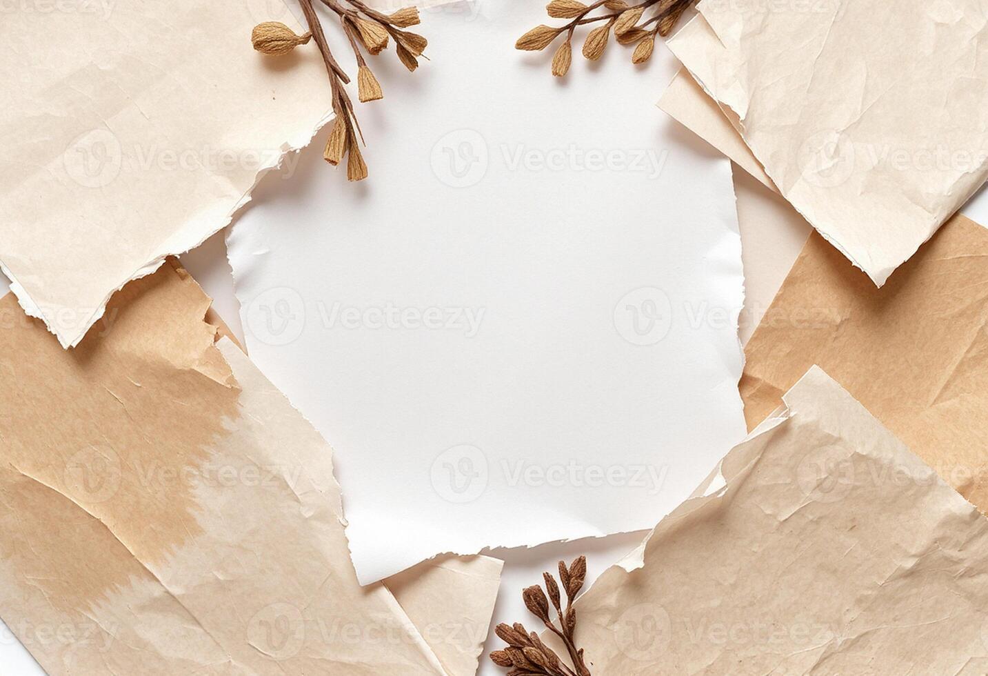 A piece of paper surrounded by brown paper photo