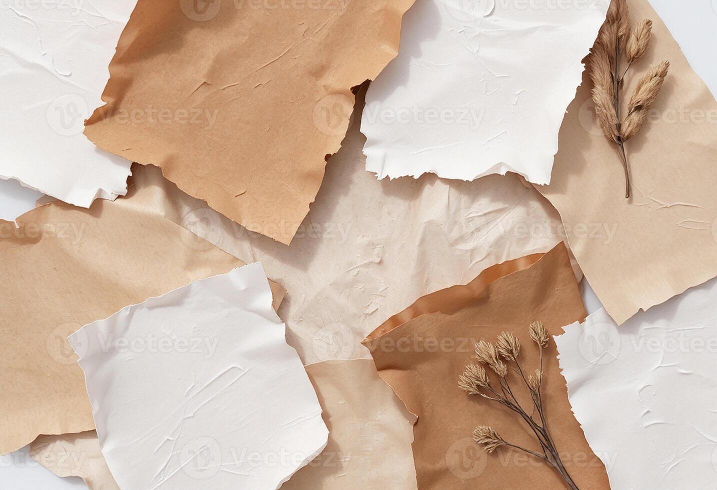 Crumpled Beige and White Paper photo