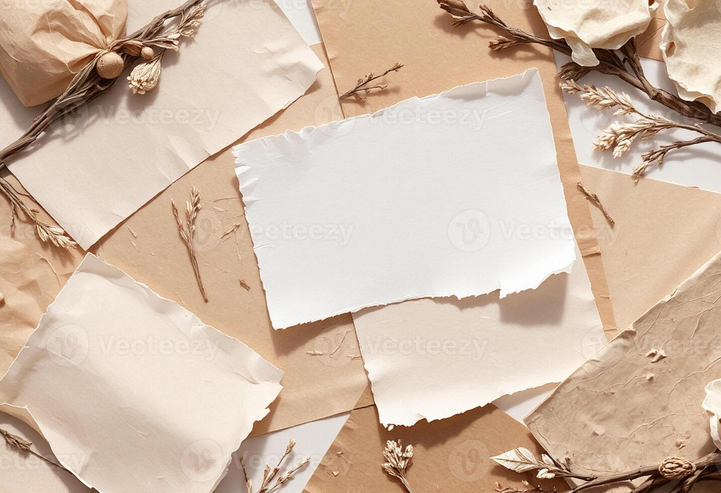 Wrinkled Natural Paper Flatlay photo