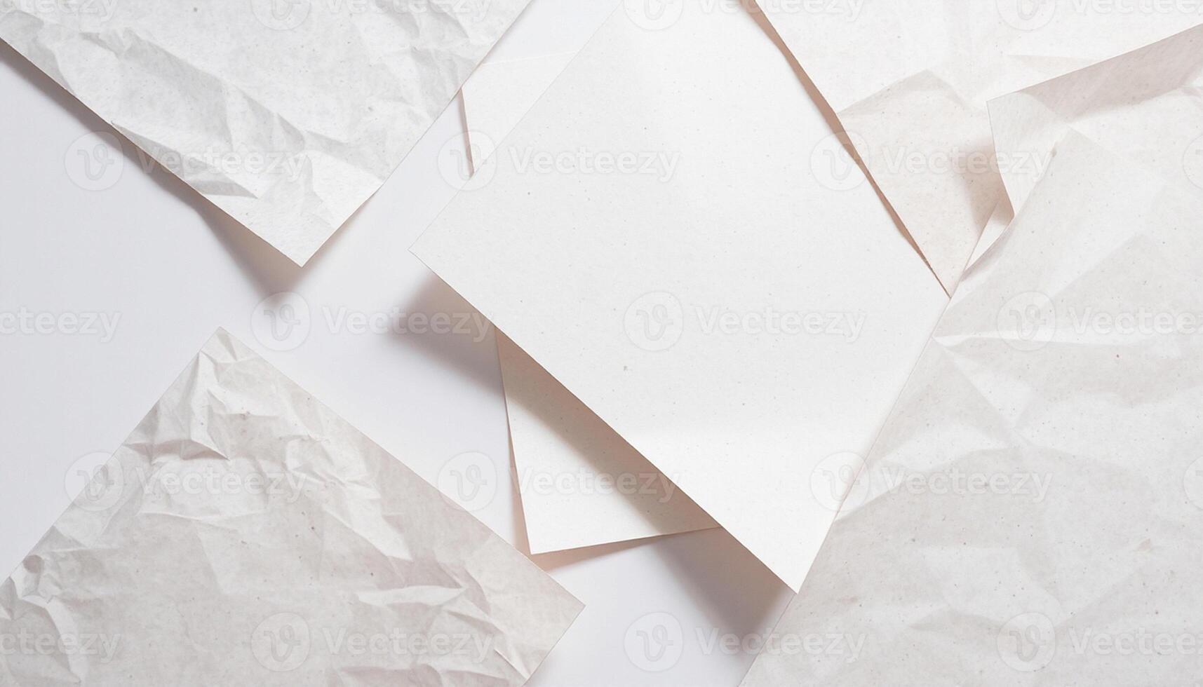 White paper crumpled on a white surface photo