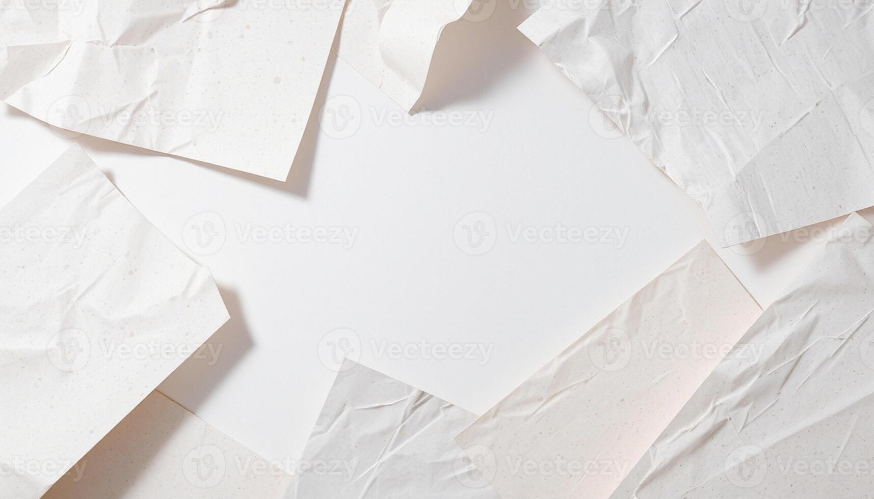 White crumpled paper background with copy space photo