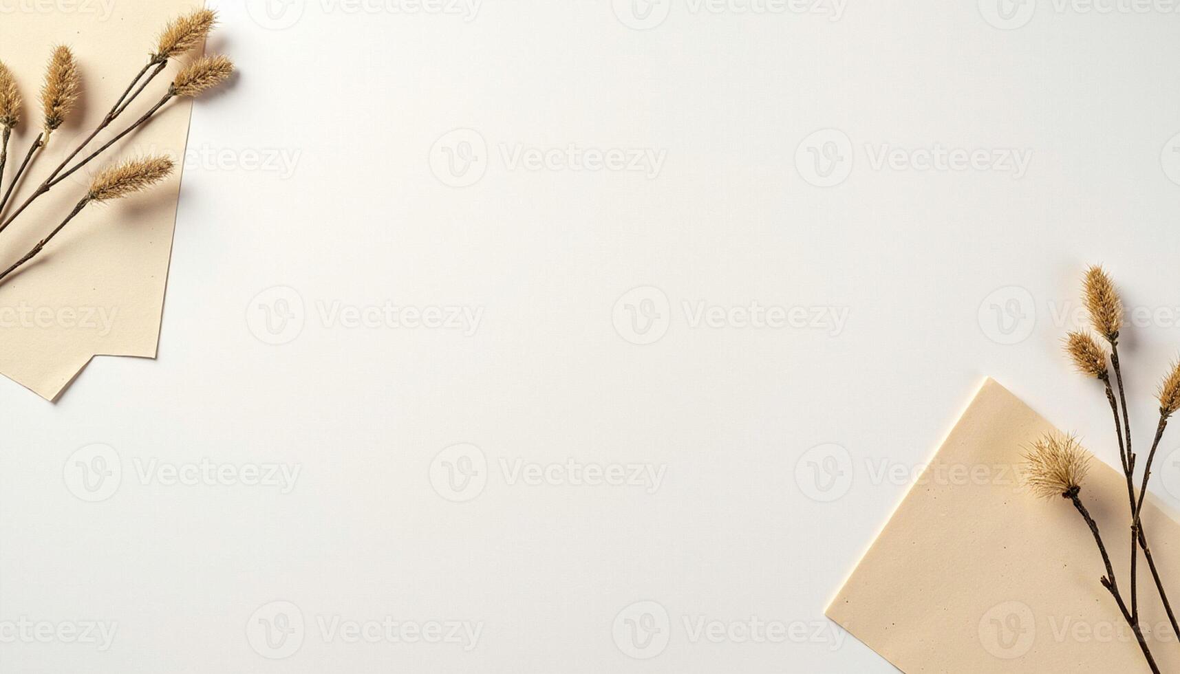 Dry reed on white background with copy space photo