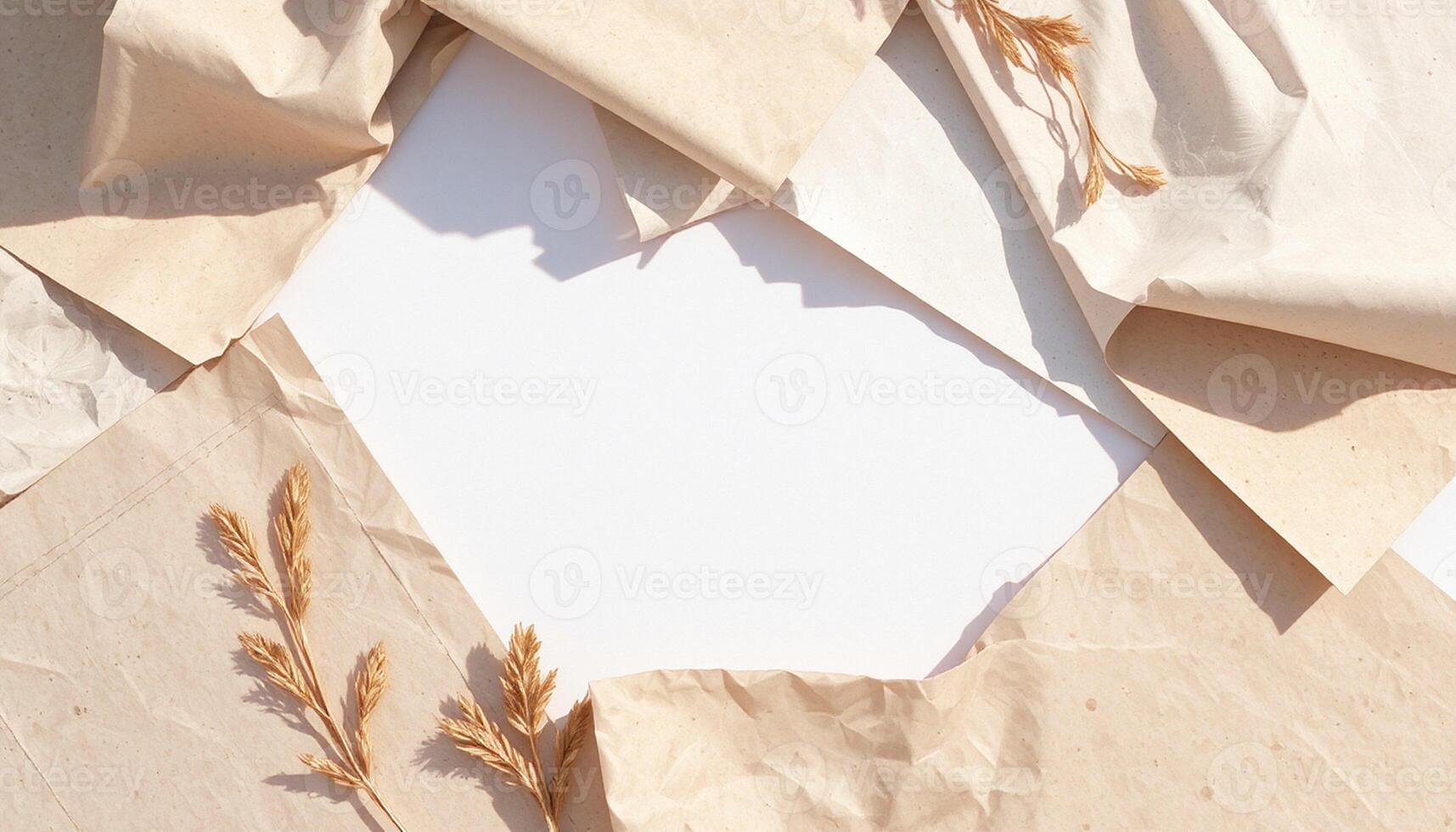 Paper crumpled and folded into a square shape photo