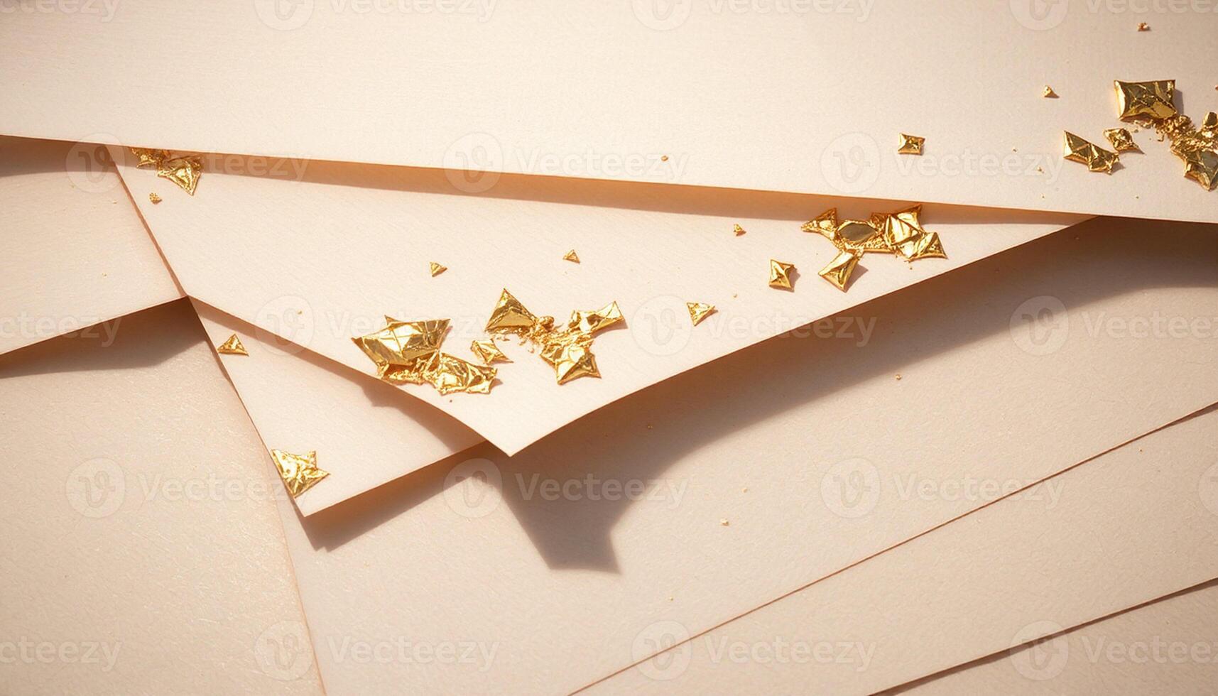 A pile of gold confetti on top of a piece of paper photo