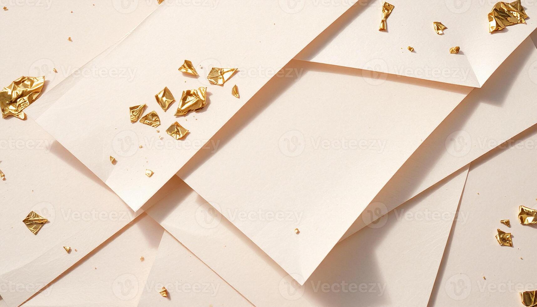 Golden Pieces on Neutral Background photo
