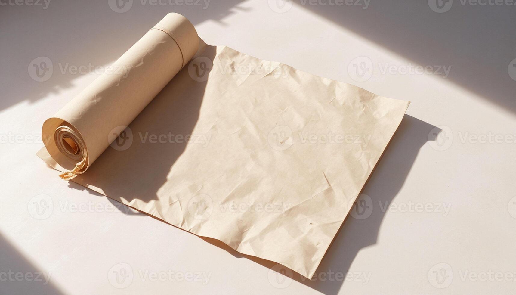 A rolled up piece of paper on a table photo