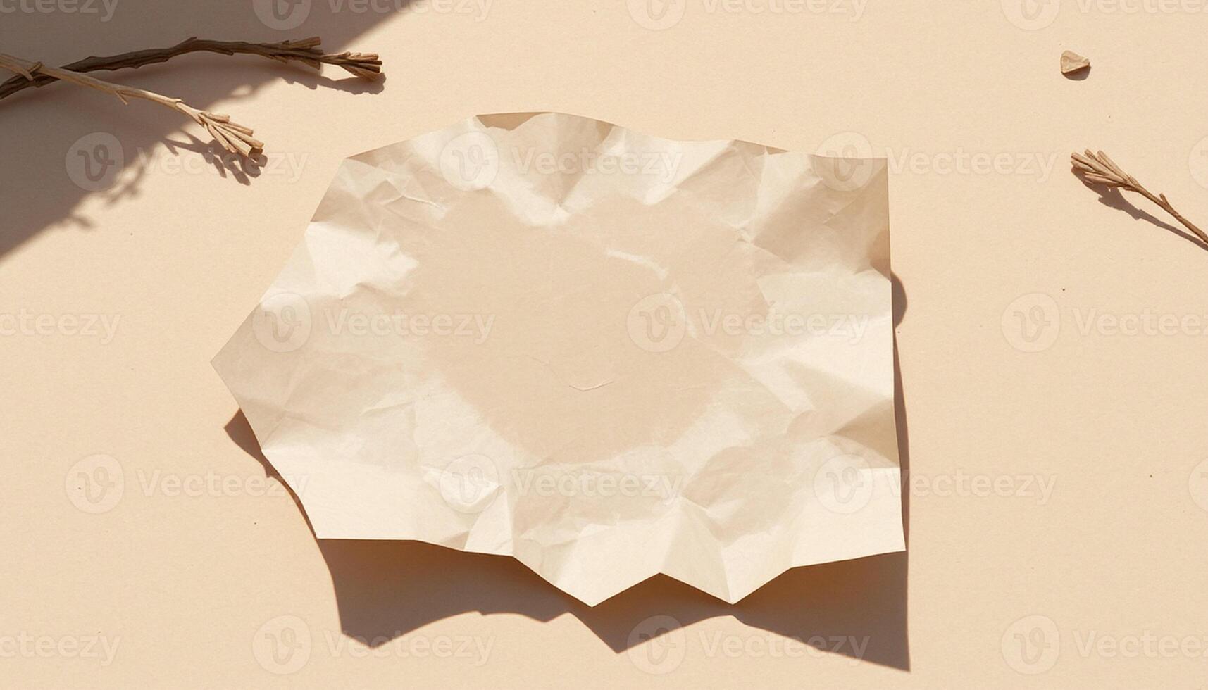 A piece of paper with a piece of dried up paper on it photo