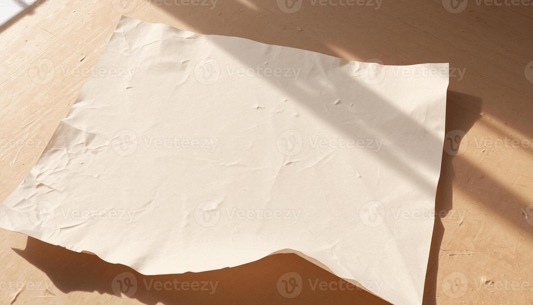 A piece of paper laying on top of a wooden table photo