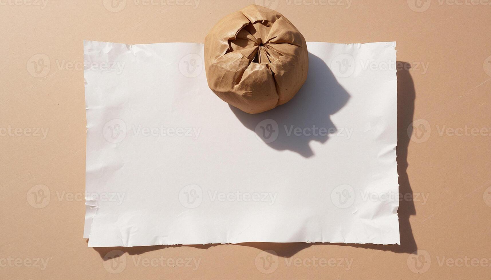 A brown paper bag on top of a piece of paper photo