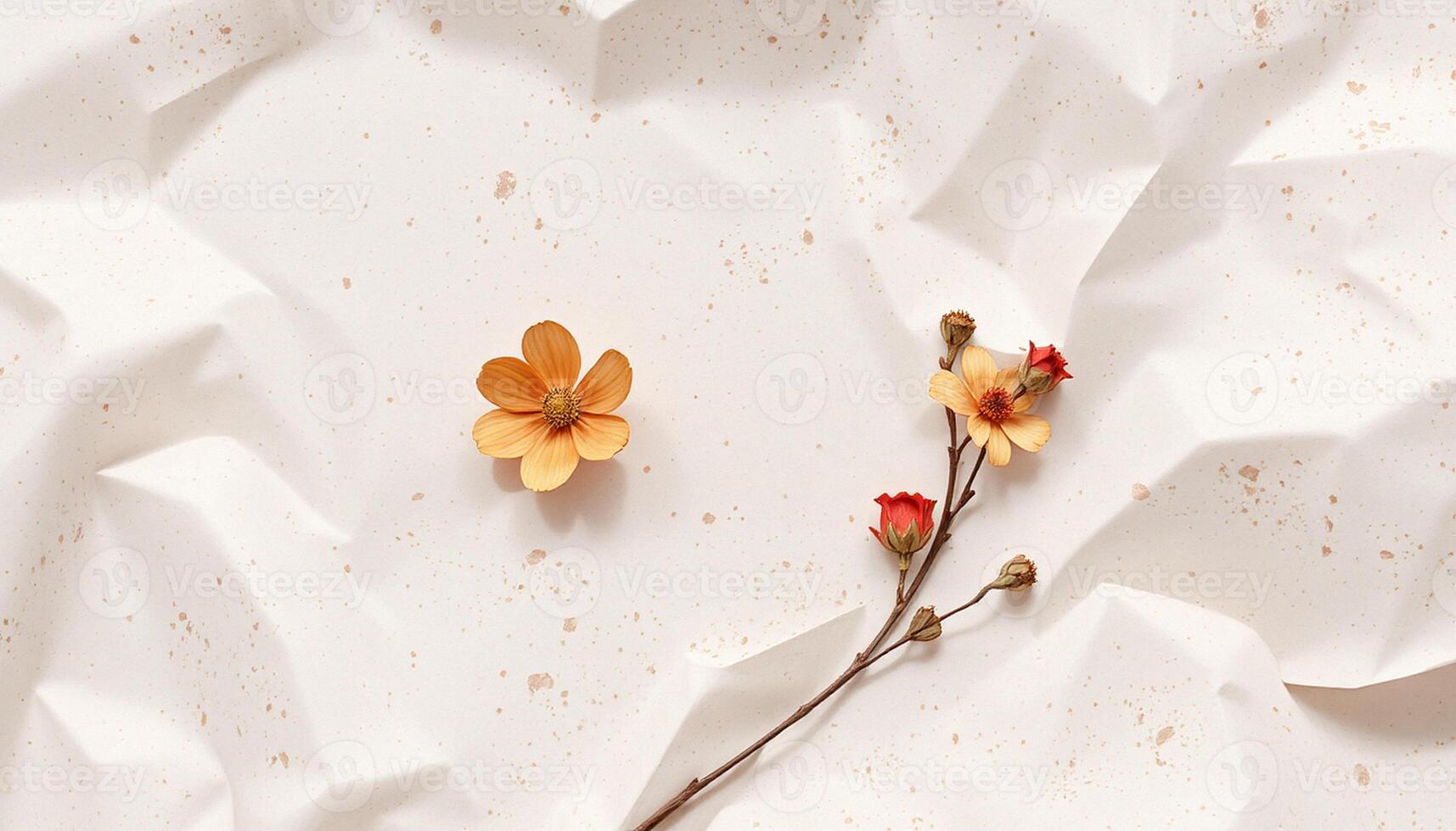 A flower on top of a crumpled paper photo