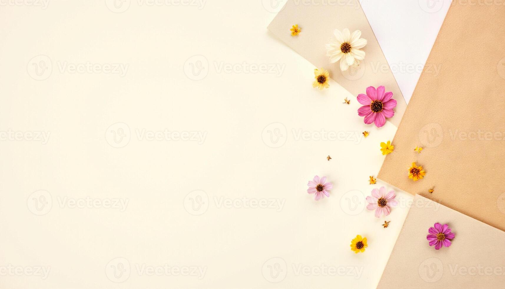 Several envelopes with flowers on a white background photo