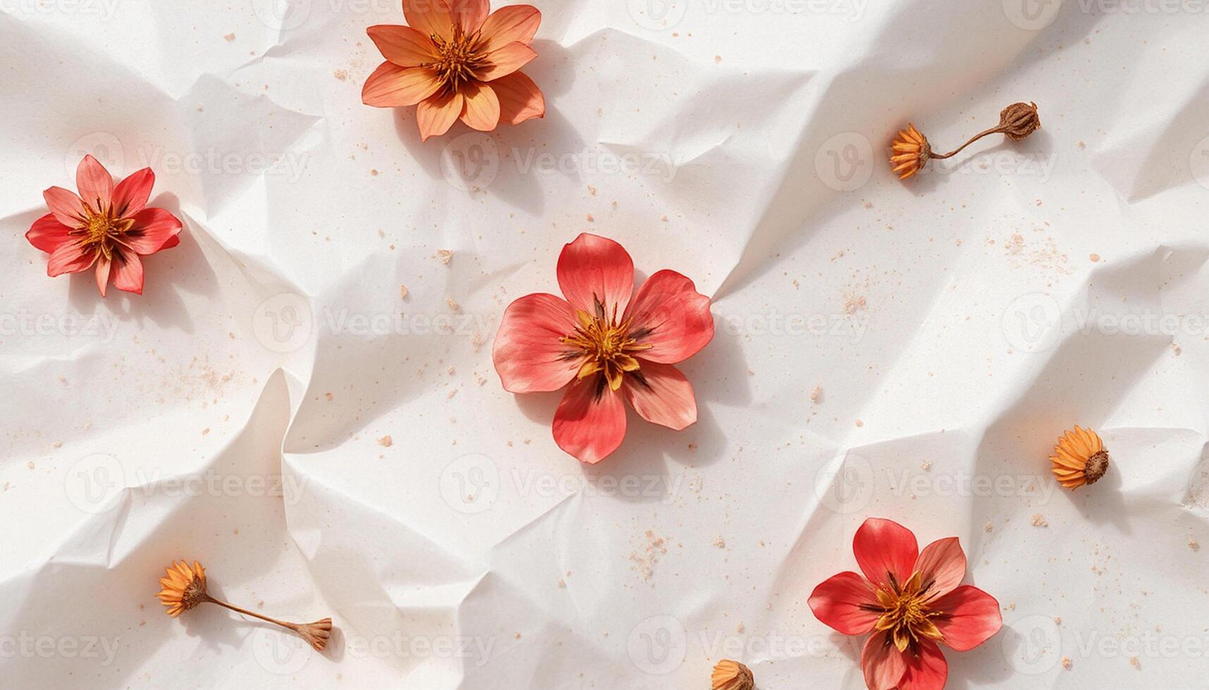 A bunch of red flowers on a white paper photo