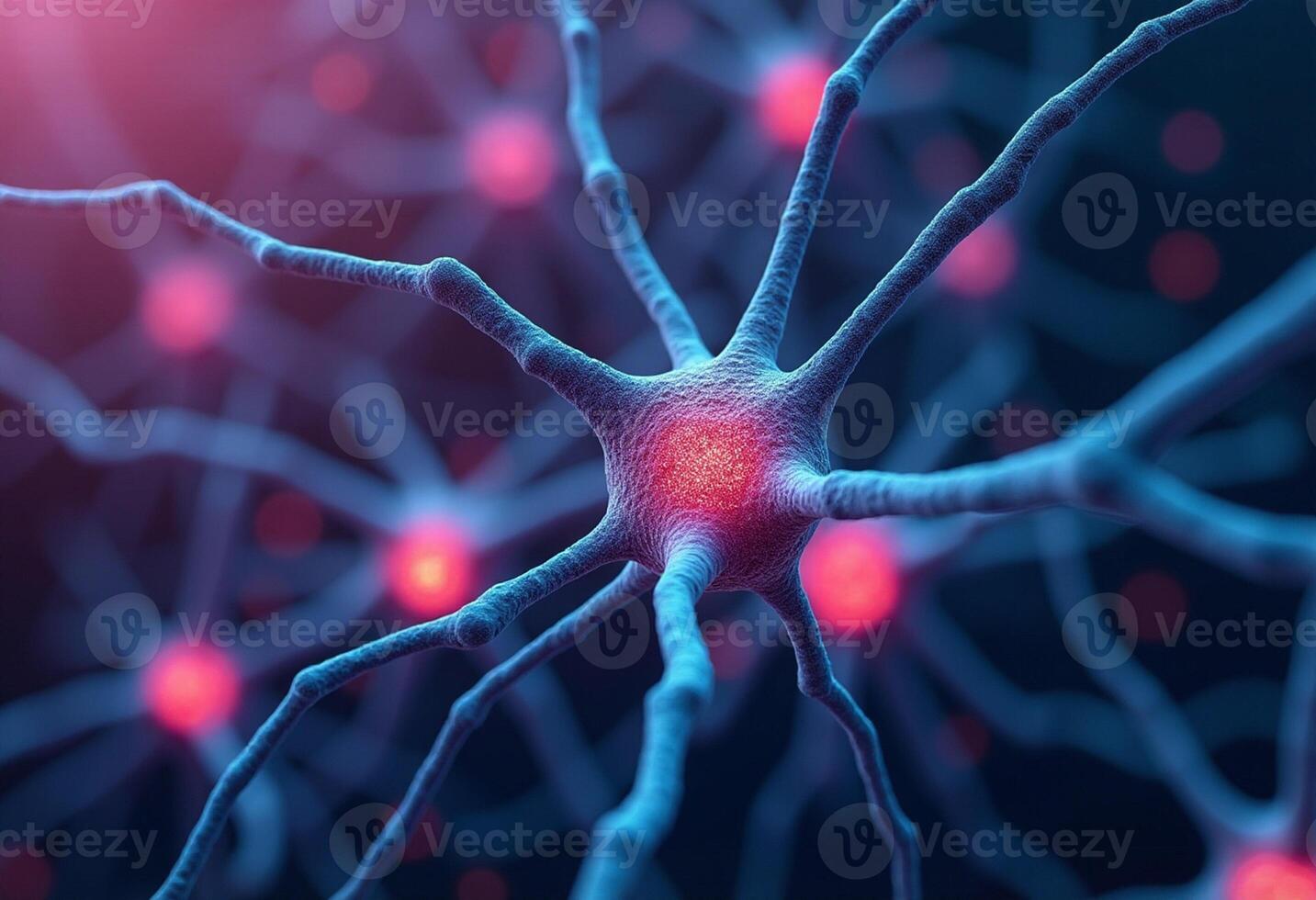 Neurons are shown in a dark background photo