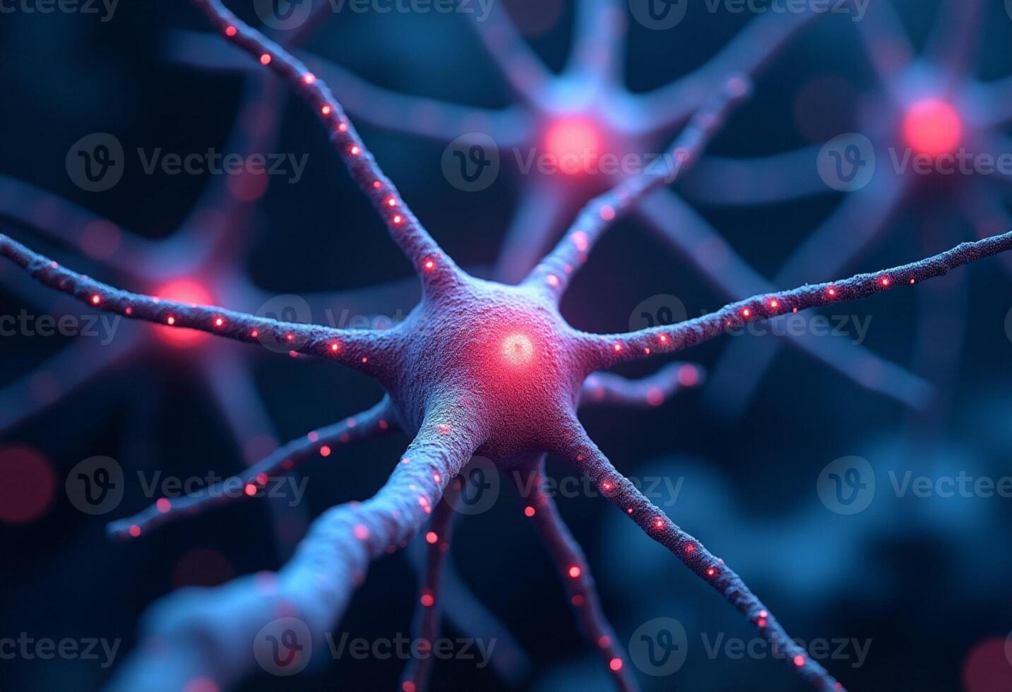Neurons are glowing red in this image photo