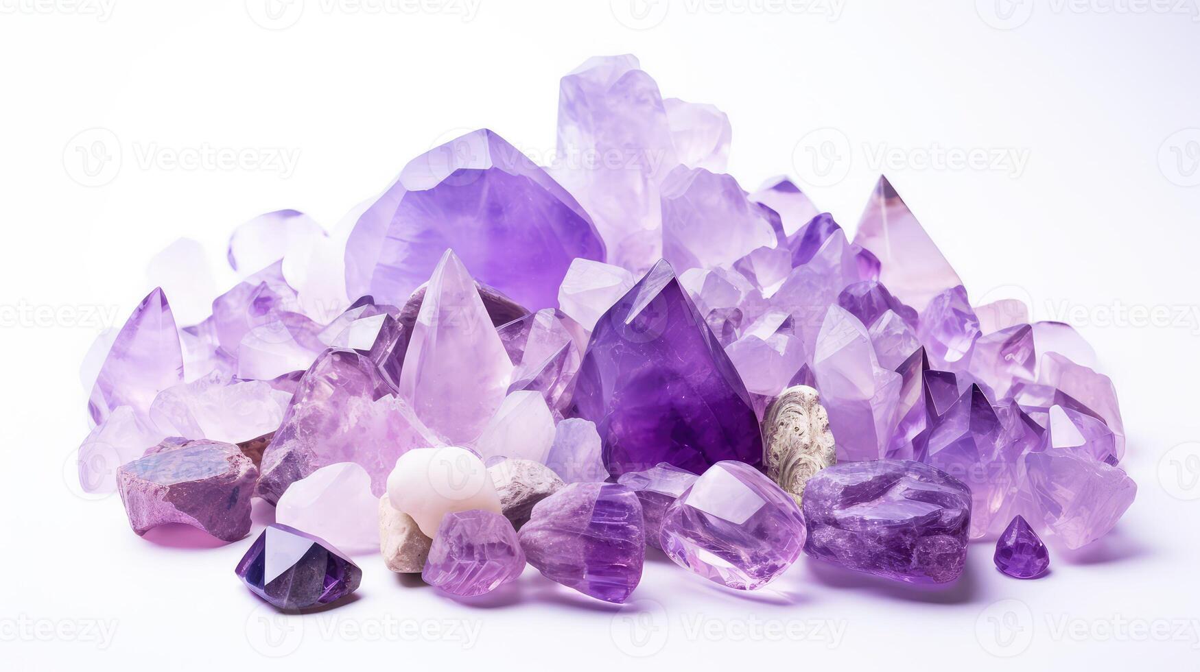 healing amethyst white background photo
