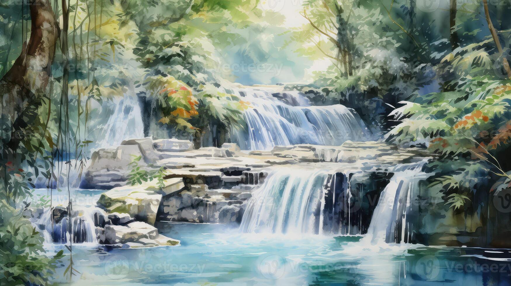 turquoise spring water color painting photo