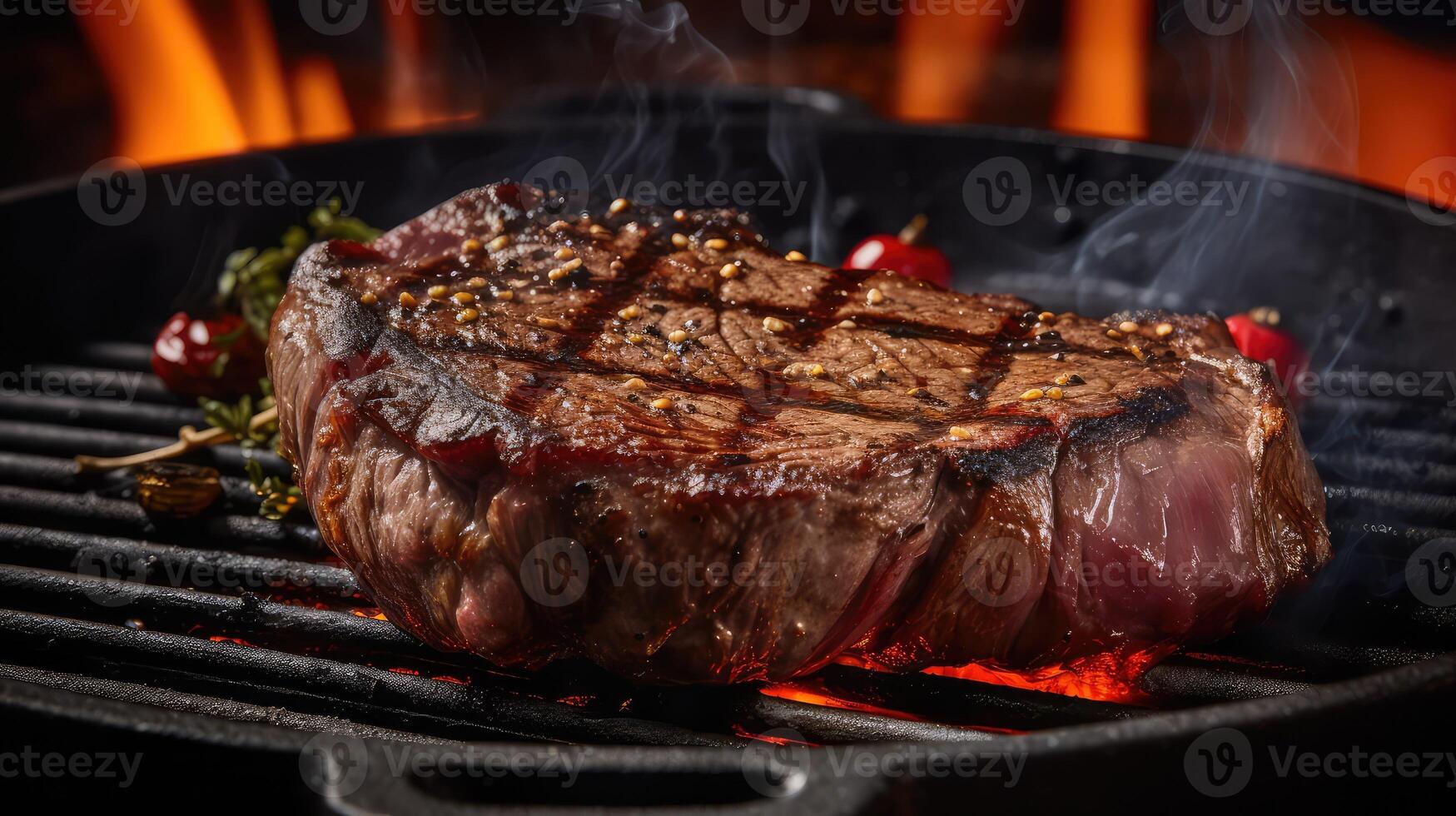 hot black angus steak photo