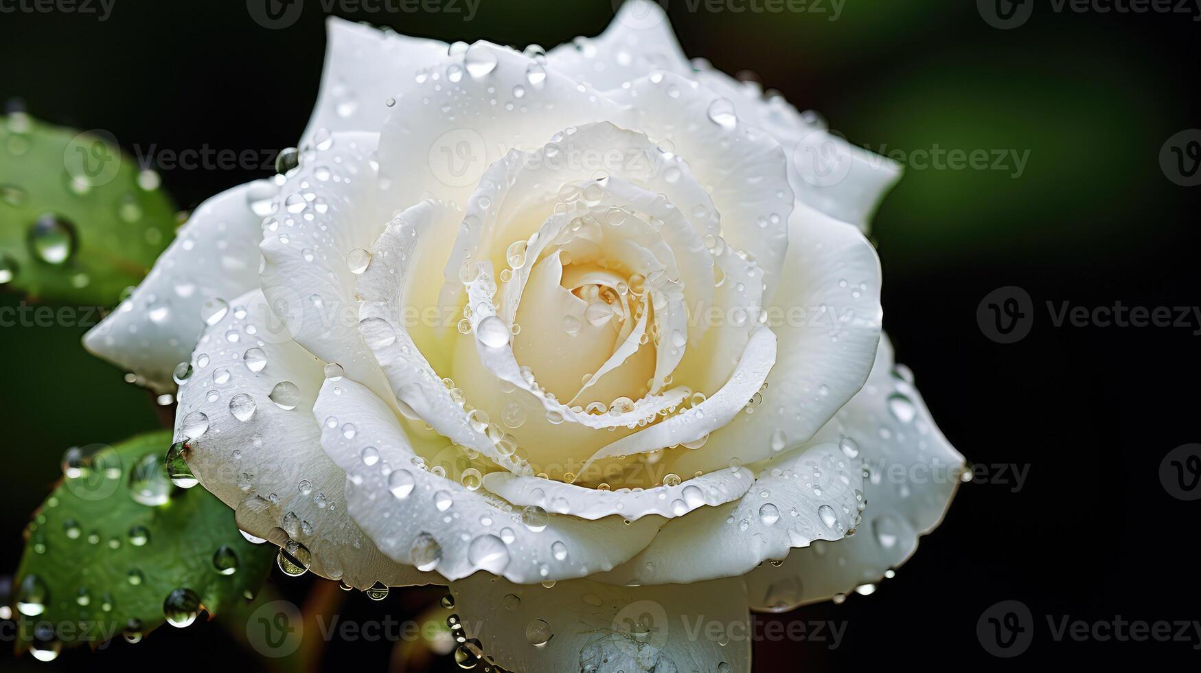 morning white rose closeup photo