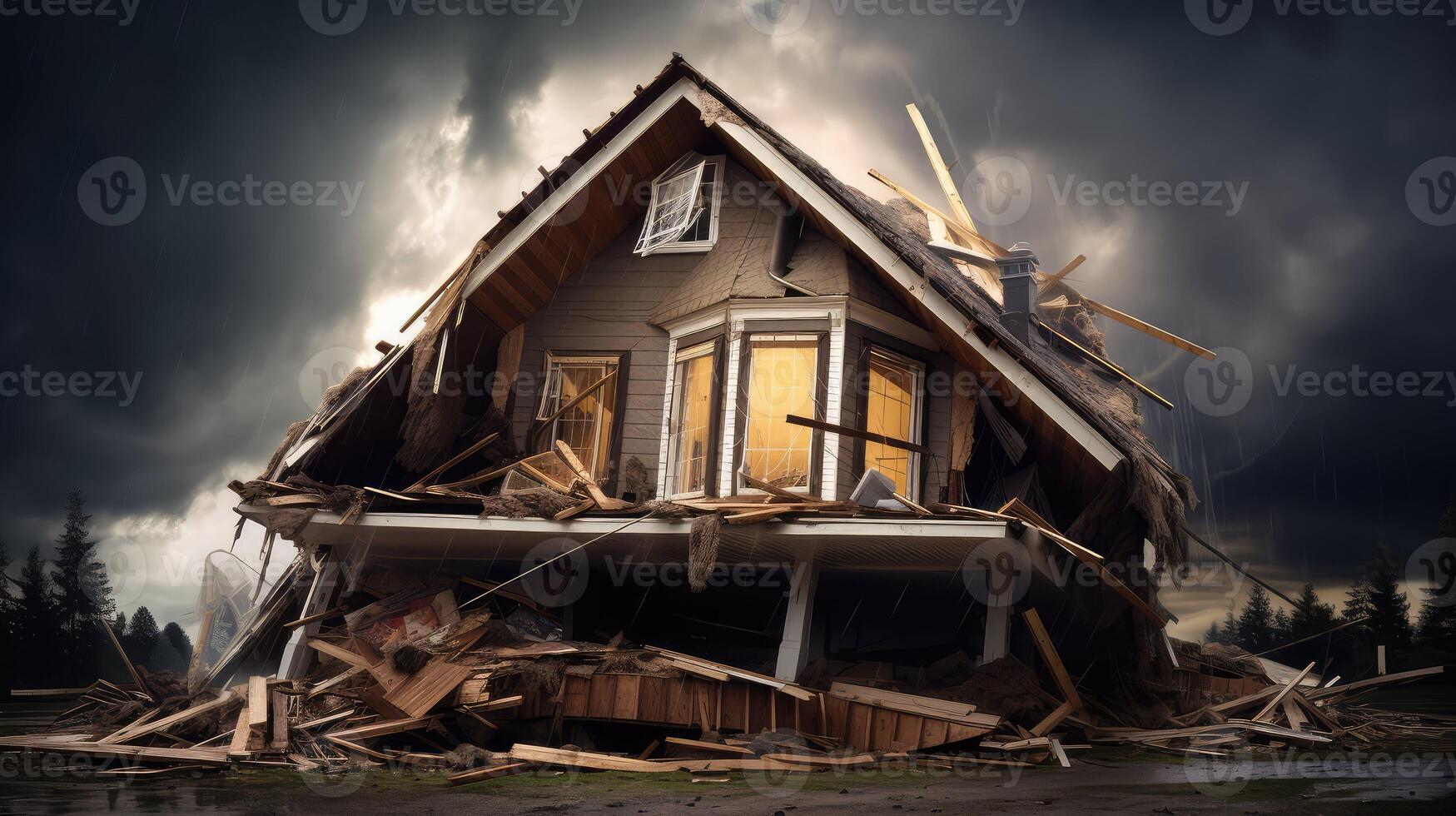 winds storm damage house photo