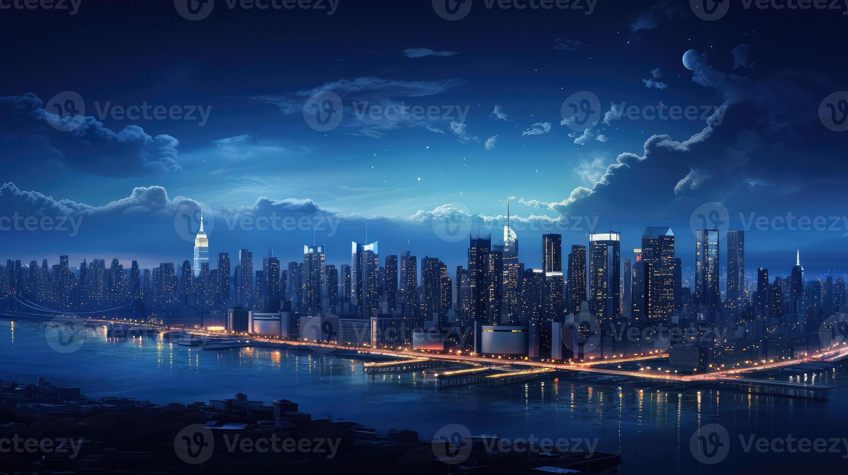 cityscape blue moon photo