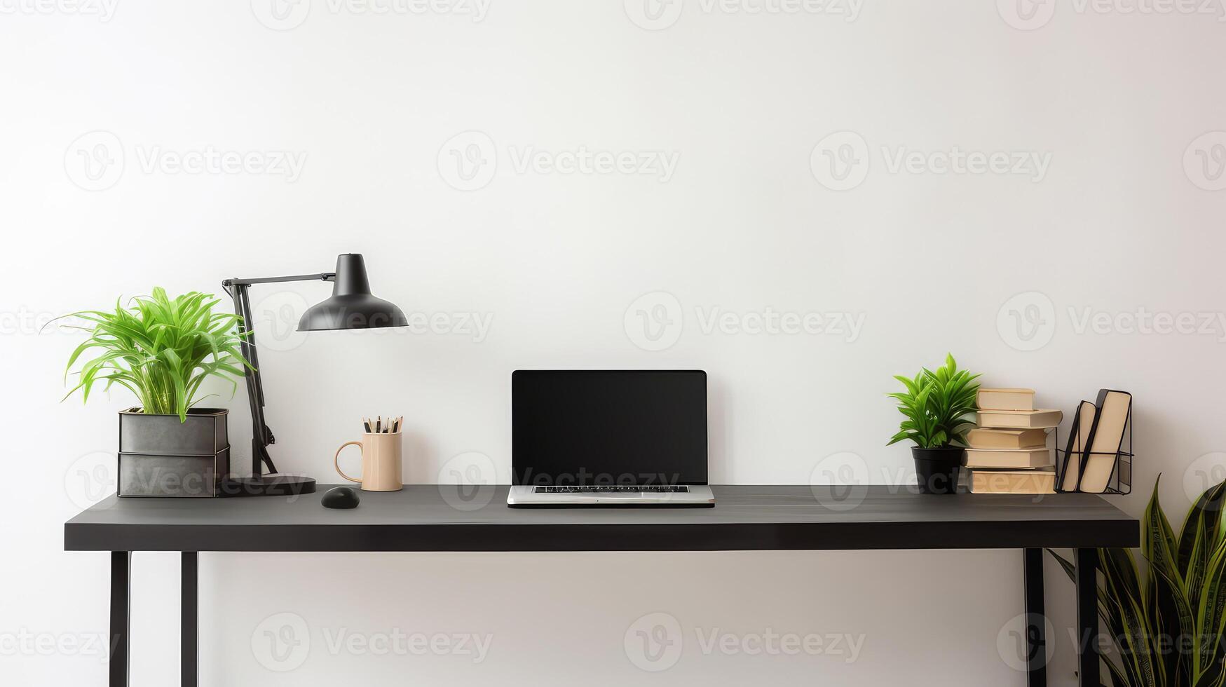 minimalist black desk photo