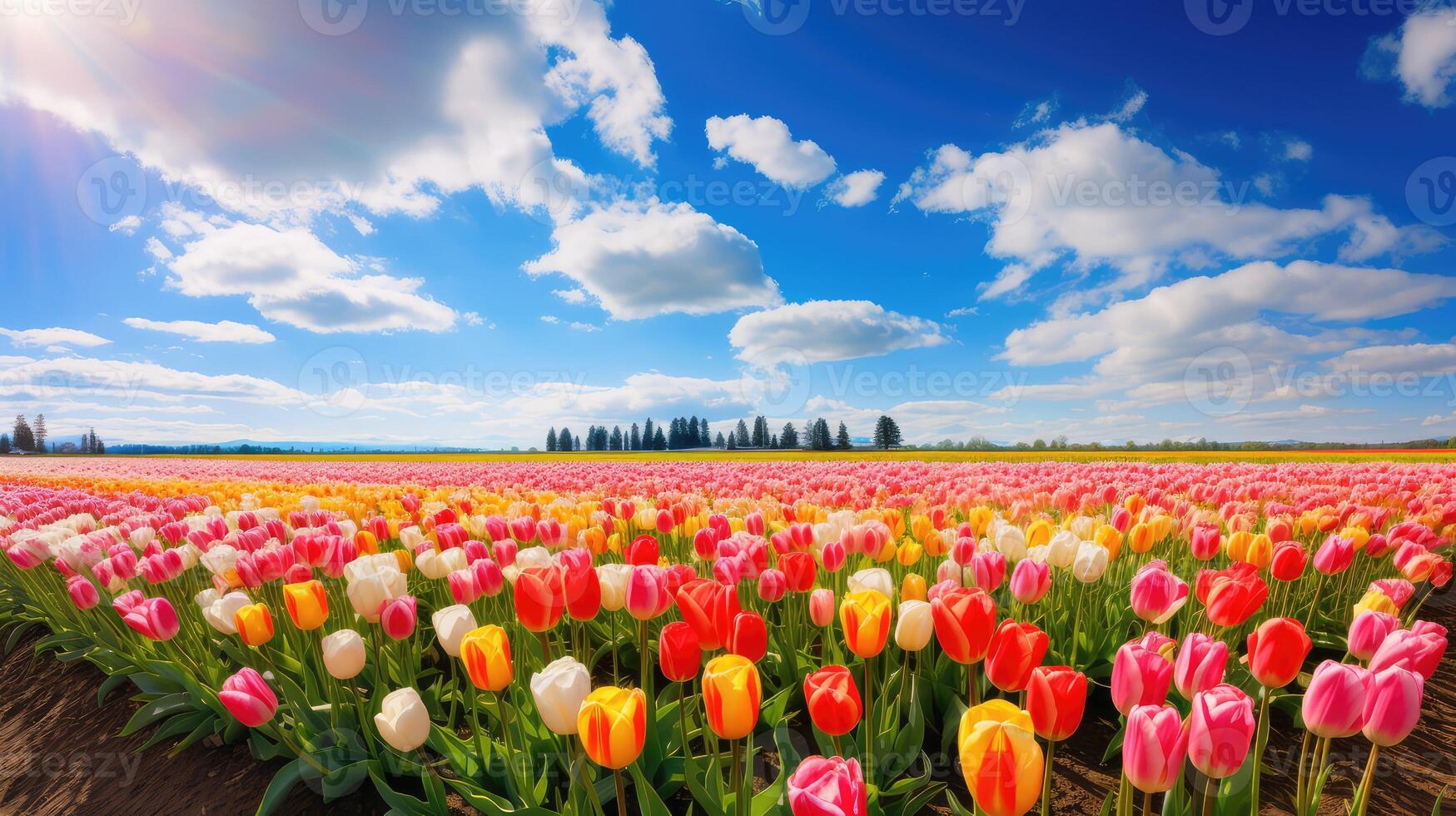 vibrant spring flowers landscape photo