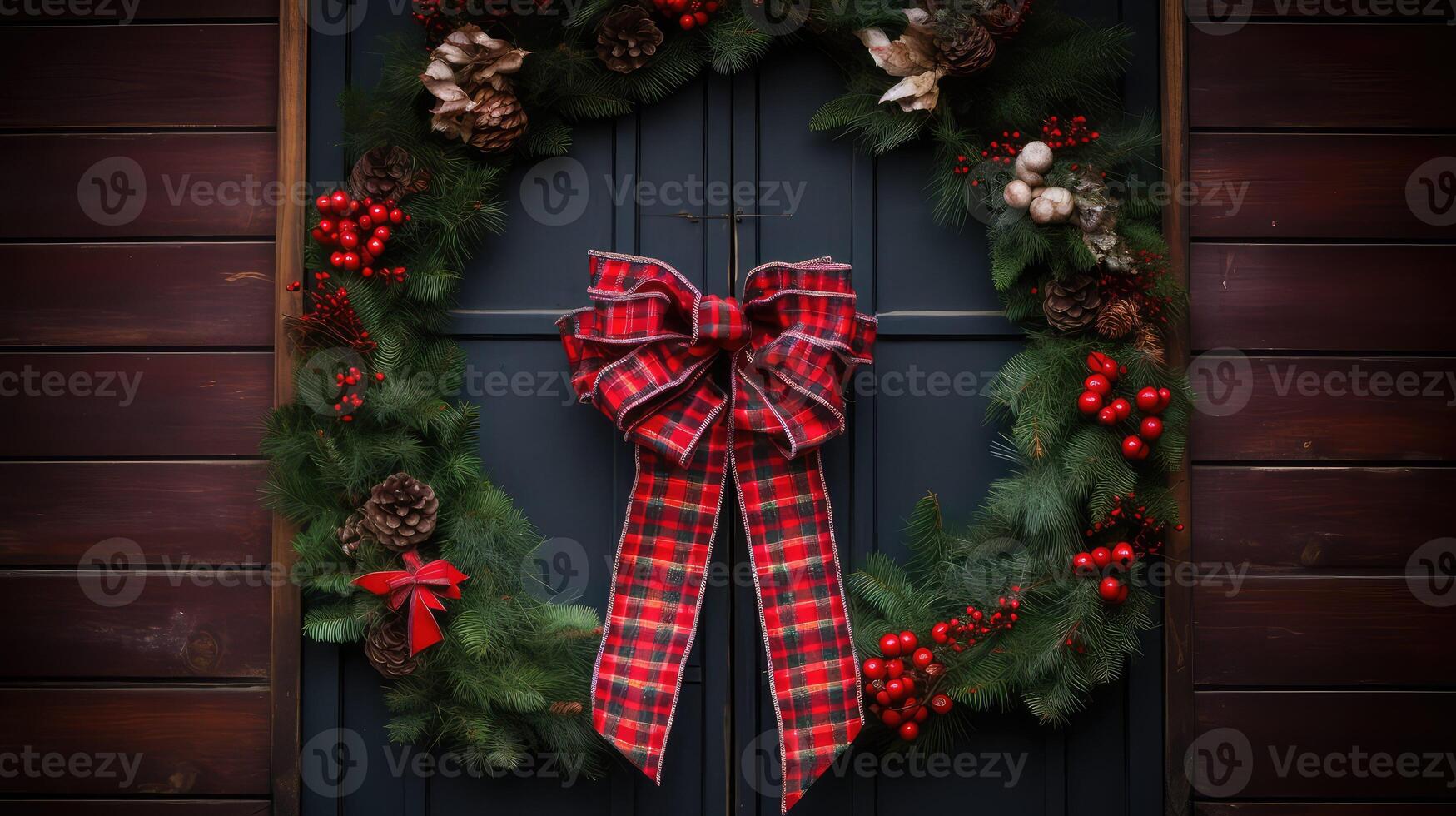 cozy red plaid bow photo
