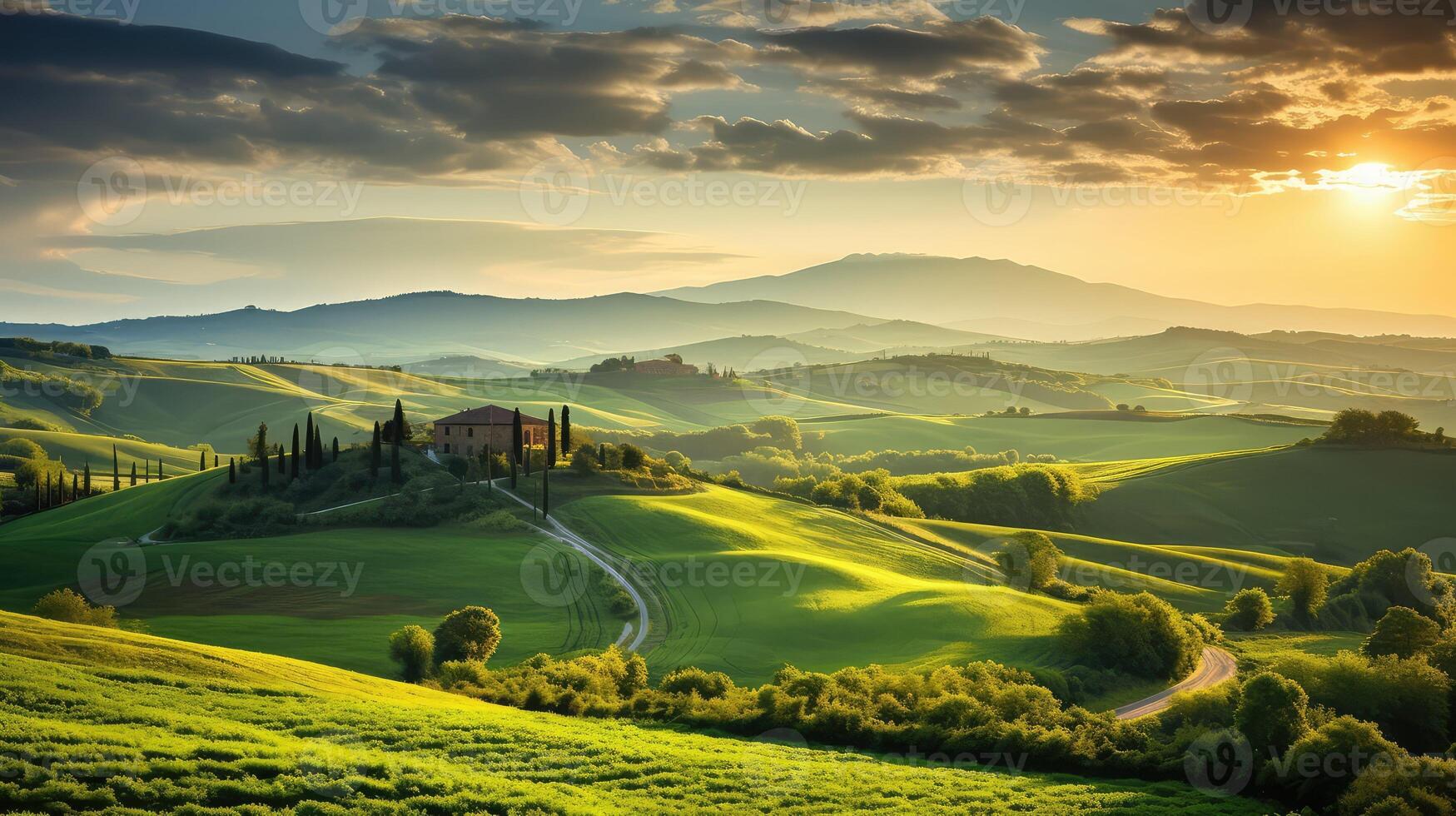 countryside land sunrise travel spring landscape photo