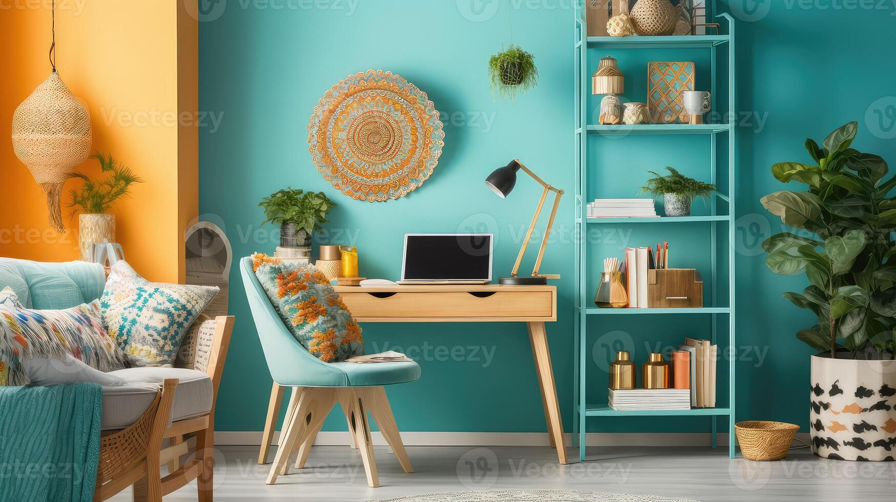 vibrant happy home office photo