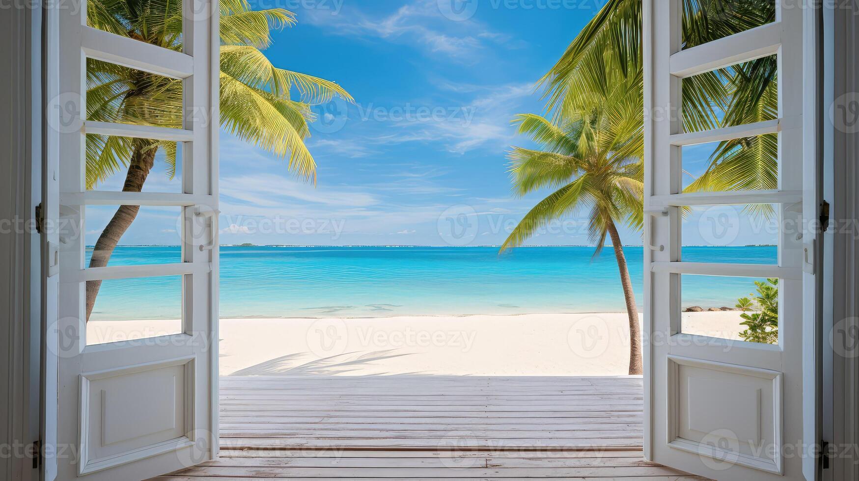 beach open door background photo