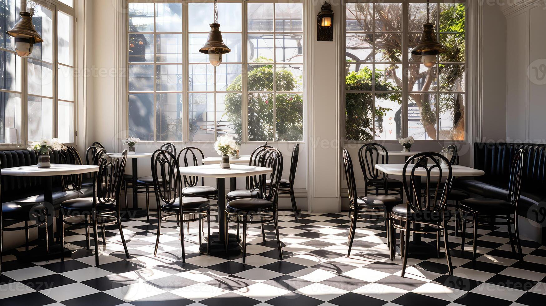 classic black and white tile floor photo