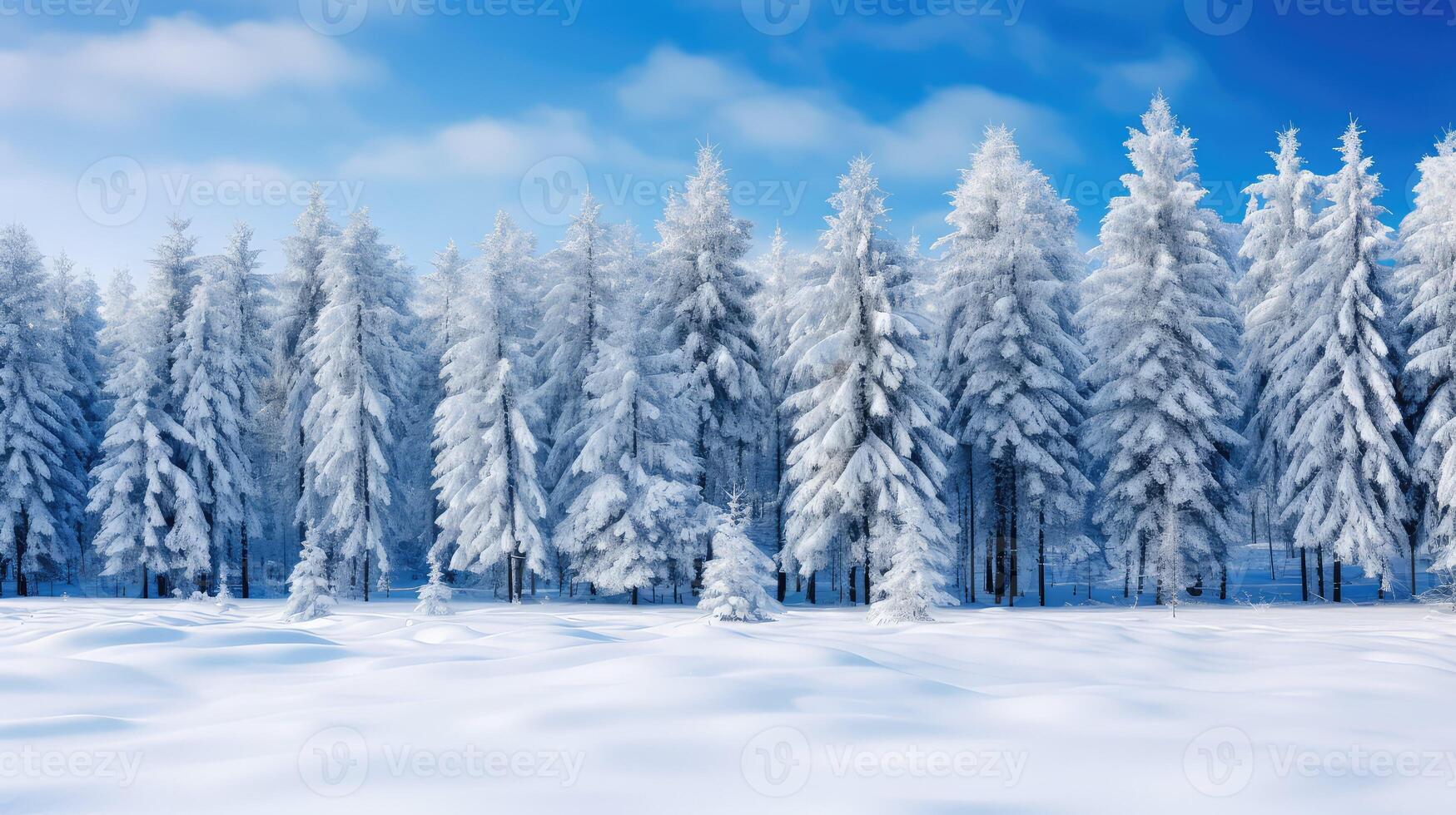 snow pine tree in a forrest photo