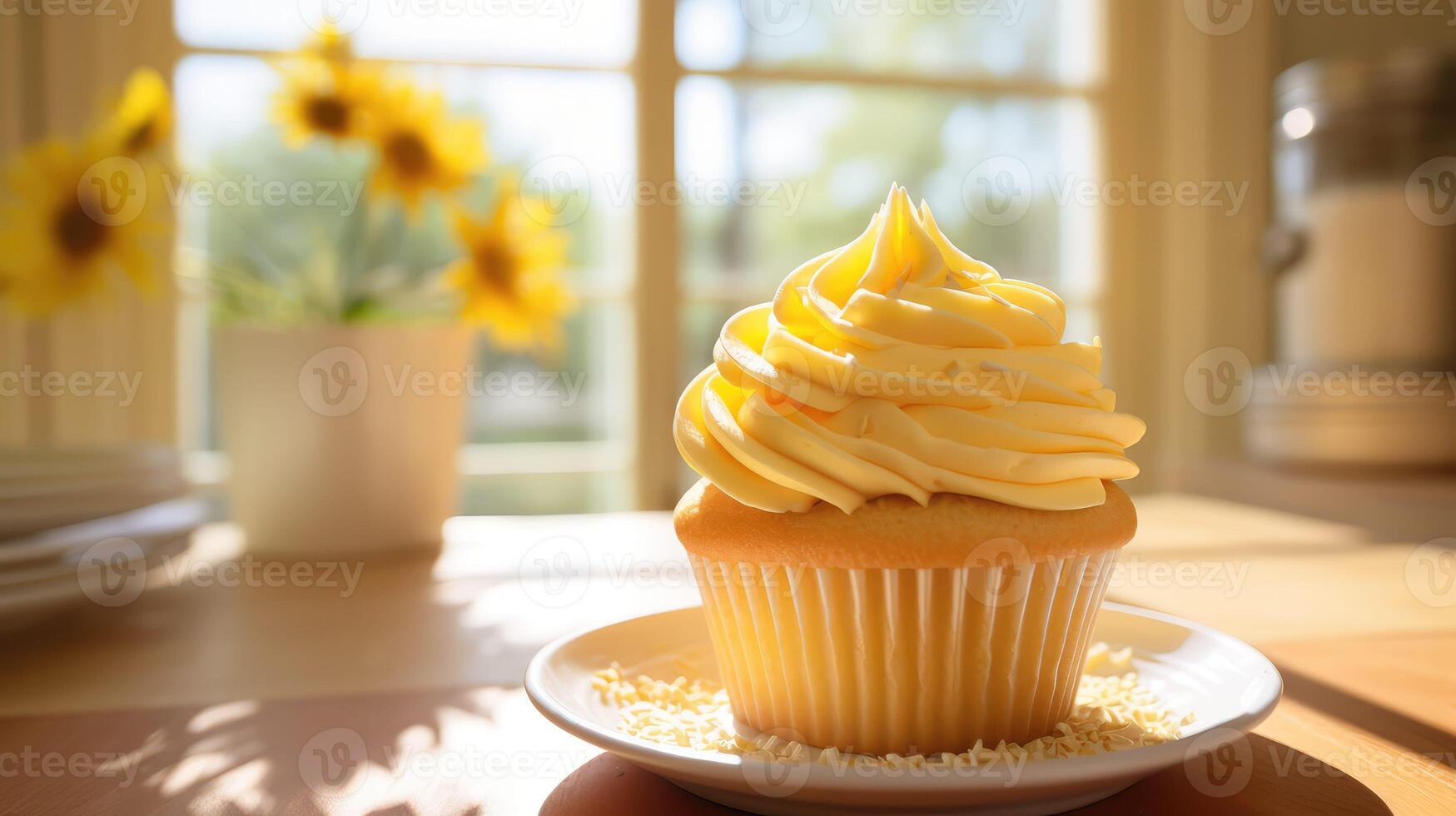 frosting yellow cupcake photo