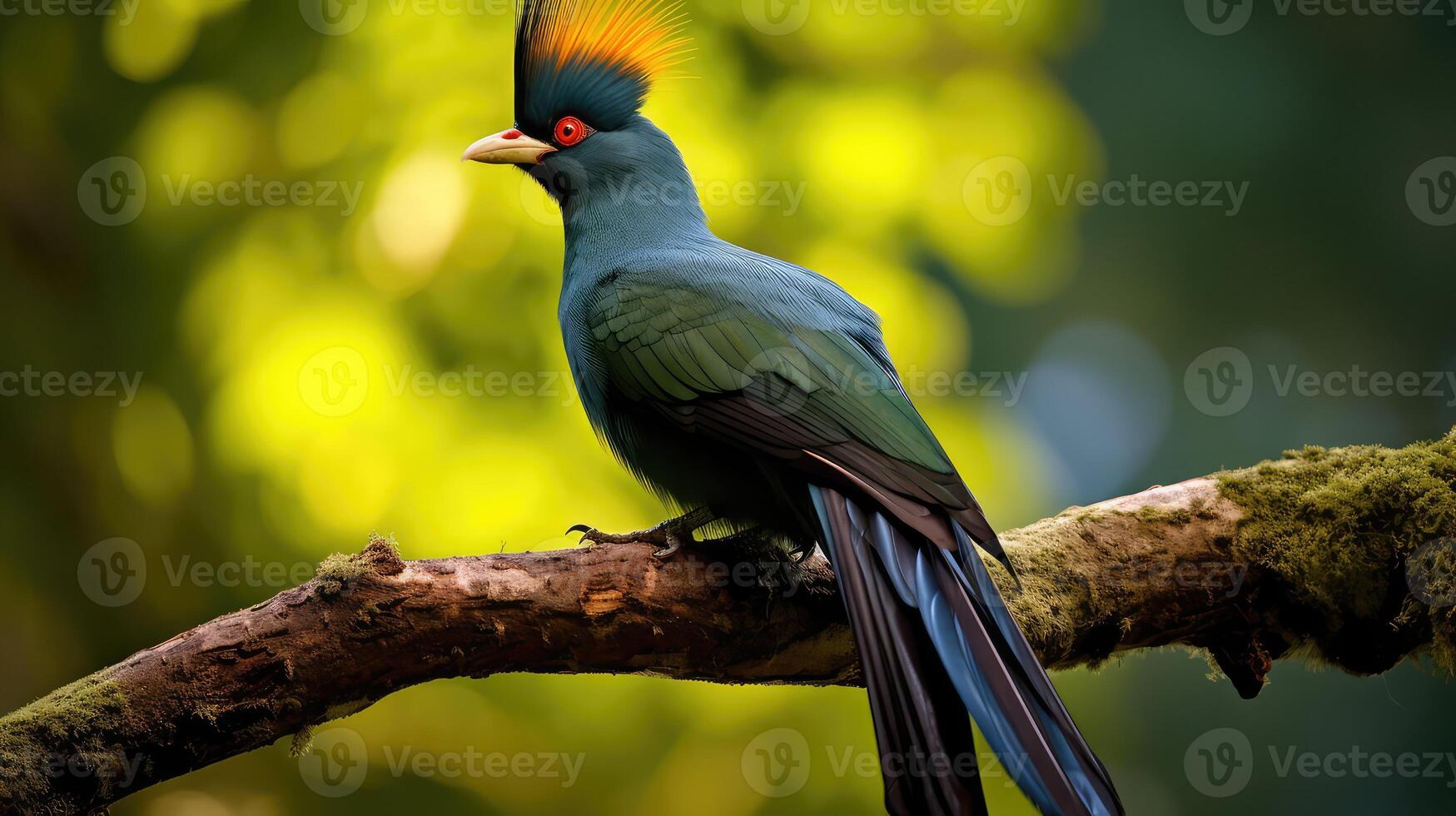 perched great blue turaco photo