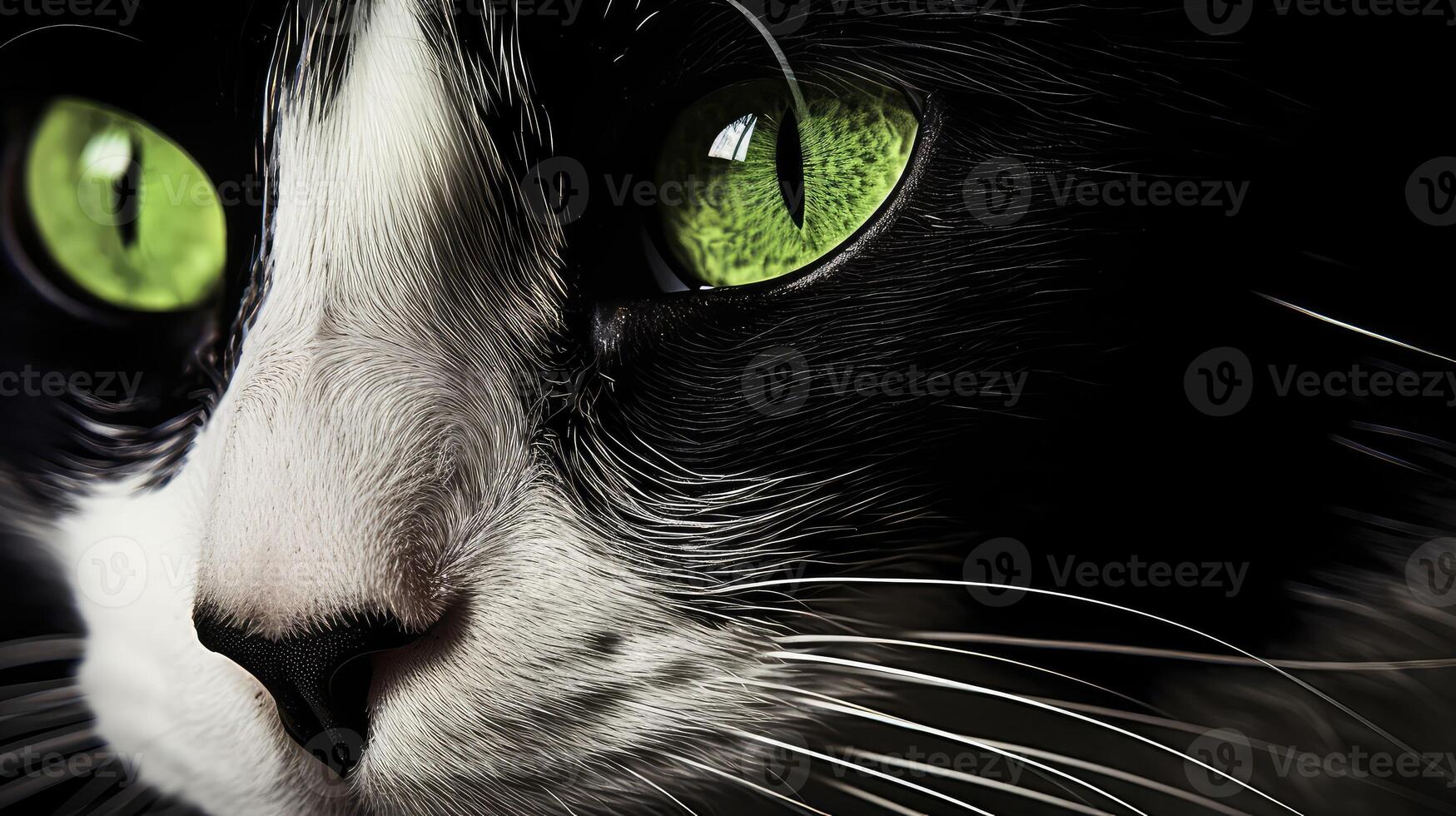 green cat black and white photo
