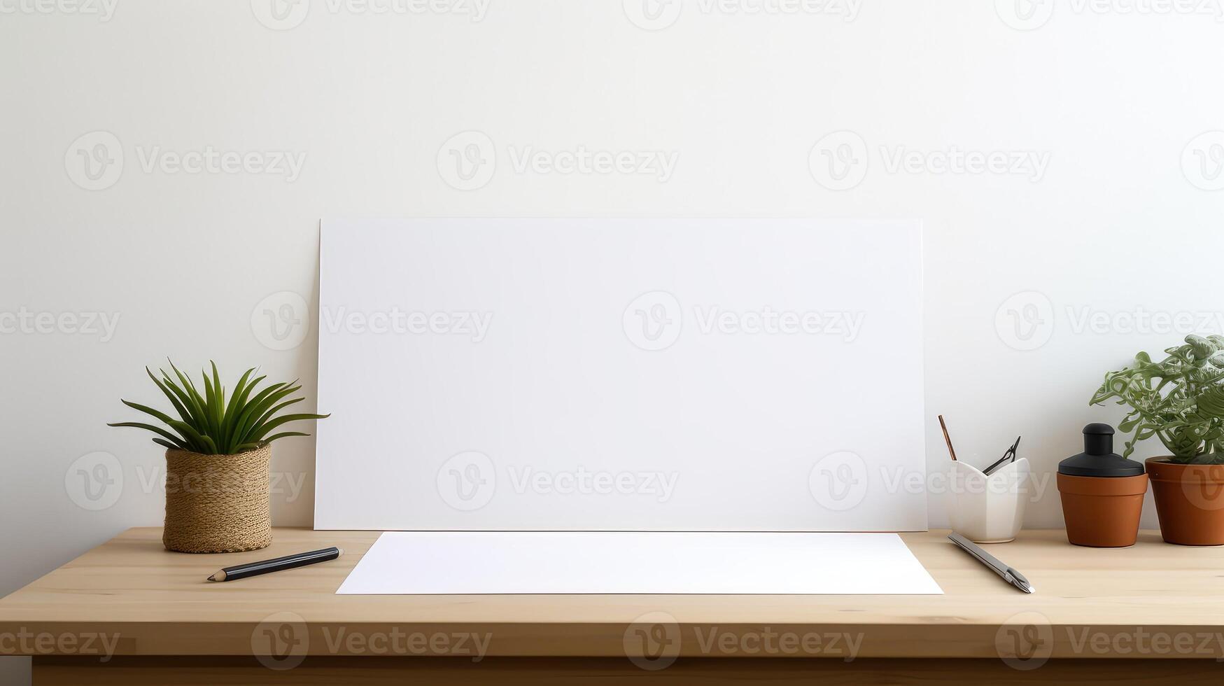 sleek blank paper on desk photo