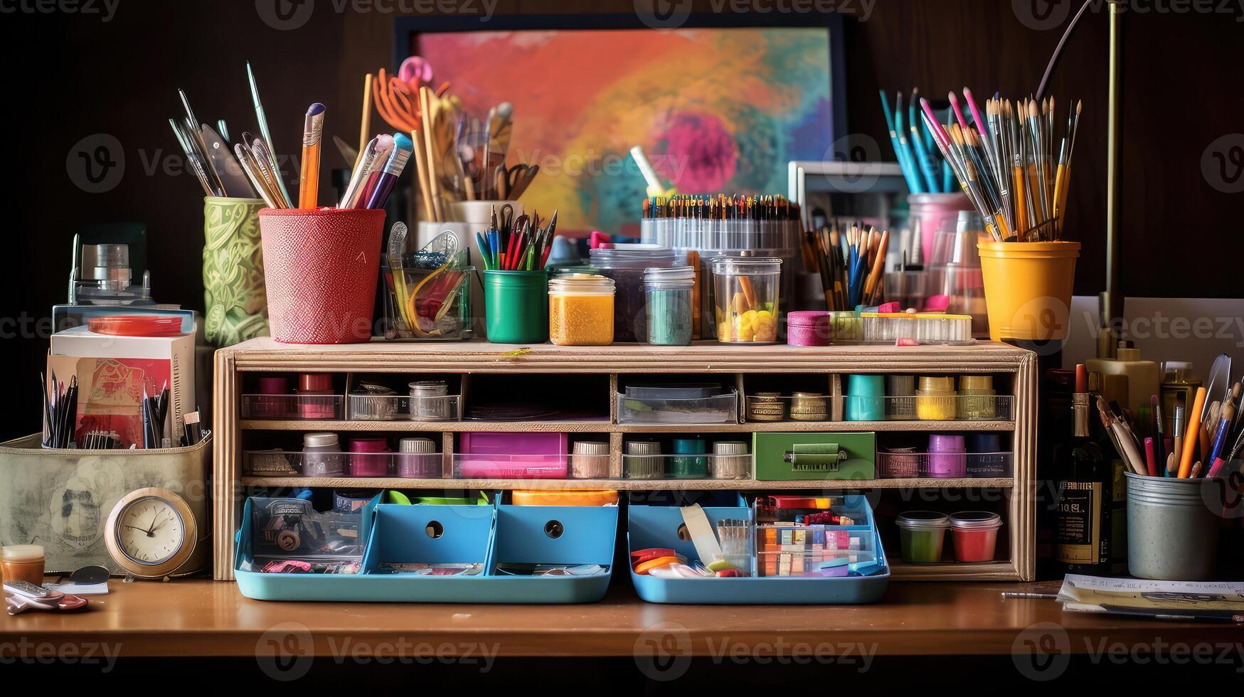 vibrant desk storage photo